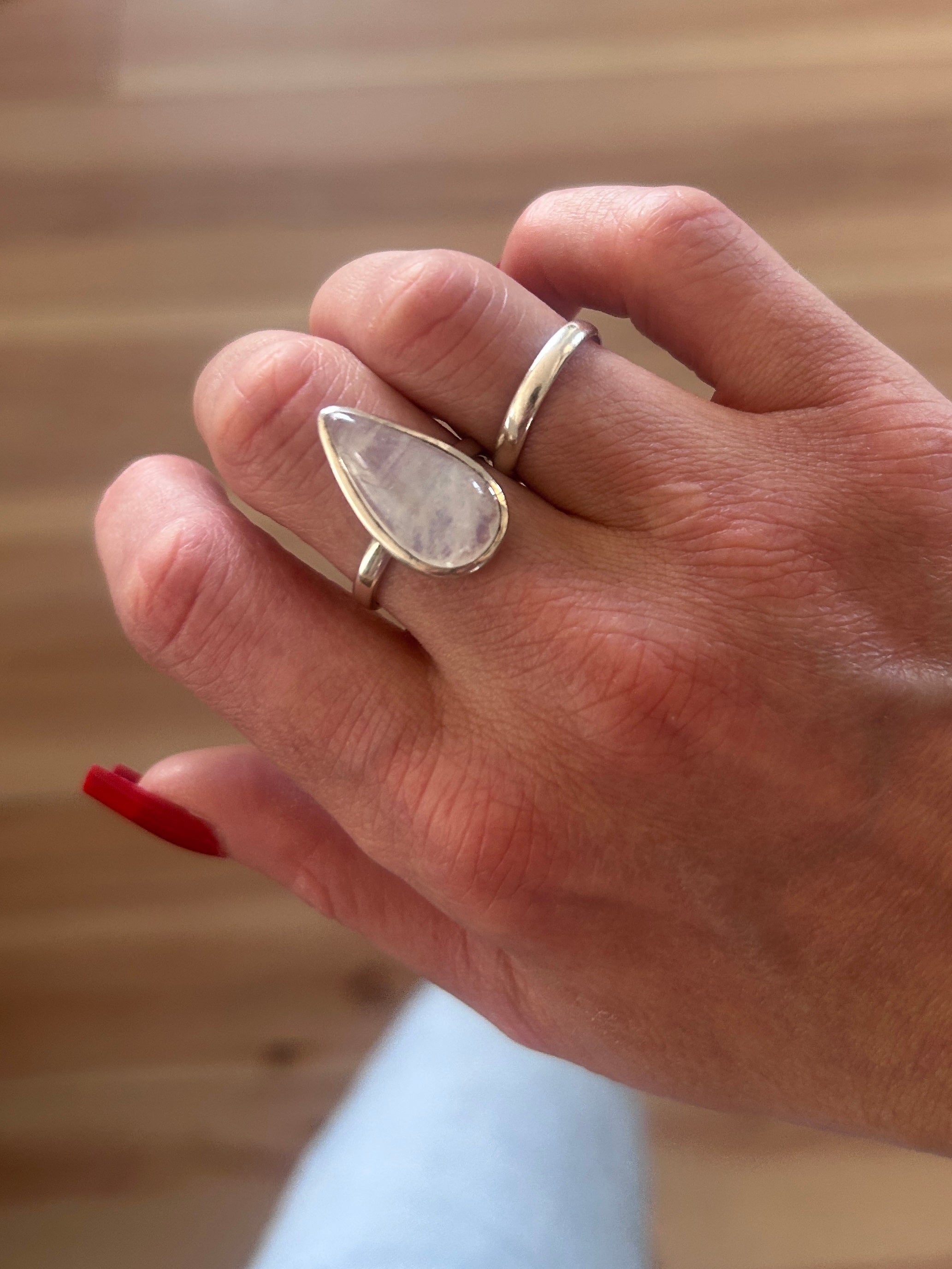 Sterling Silver Moonstone Teardrop Statement Ring