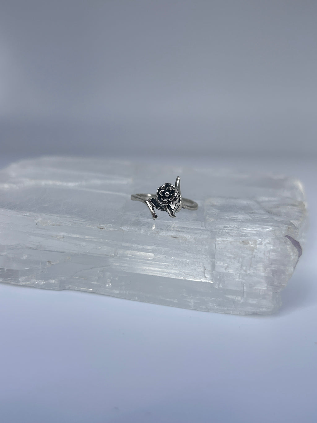 Sterling Silver Rose Ring Floral Vintage