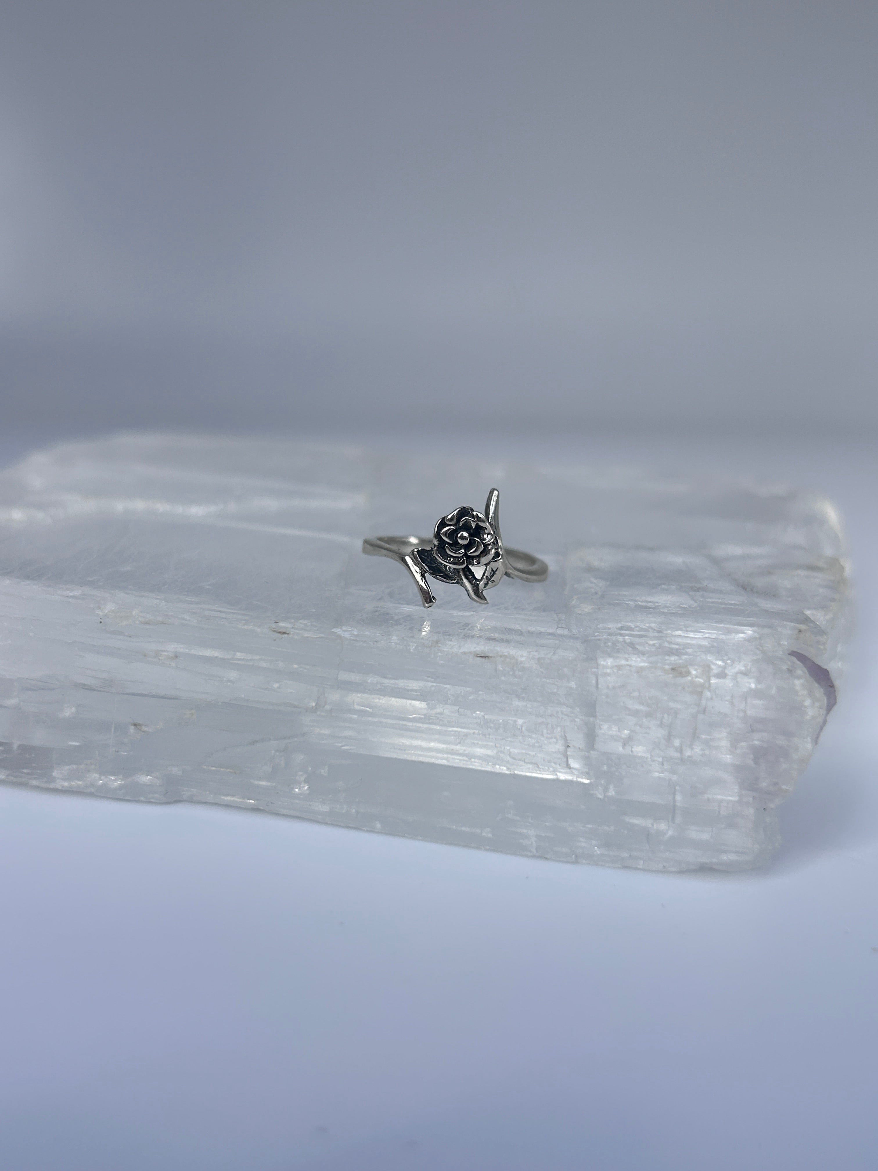 Sterling Silver Rose Ring Floral Vintage