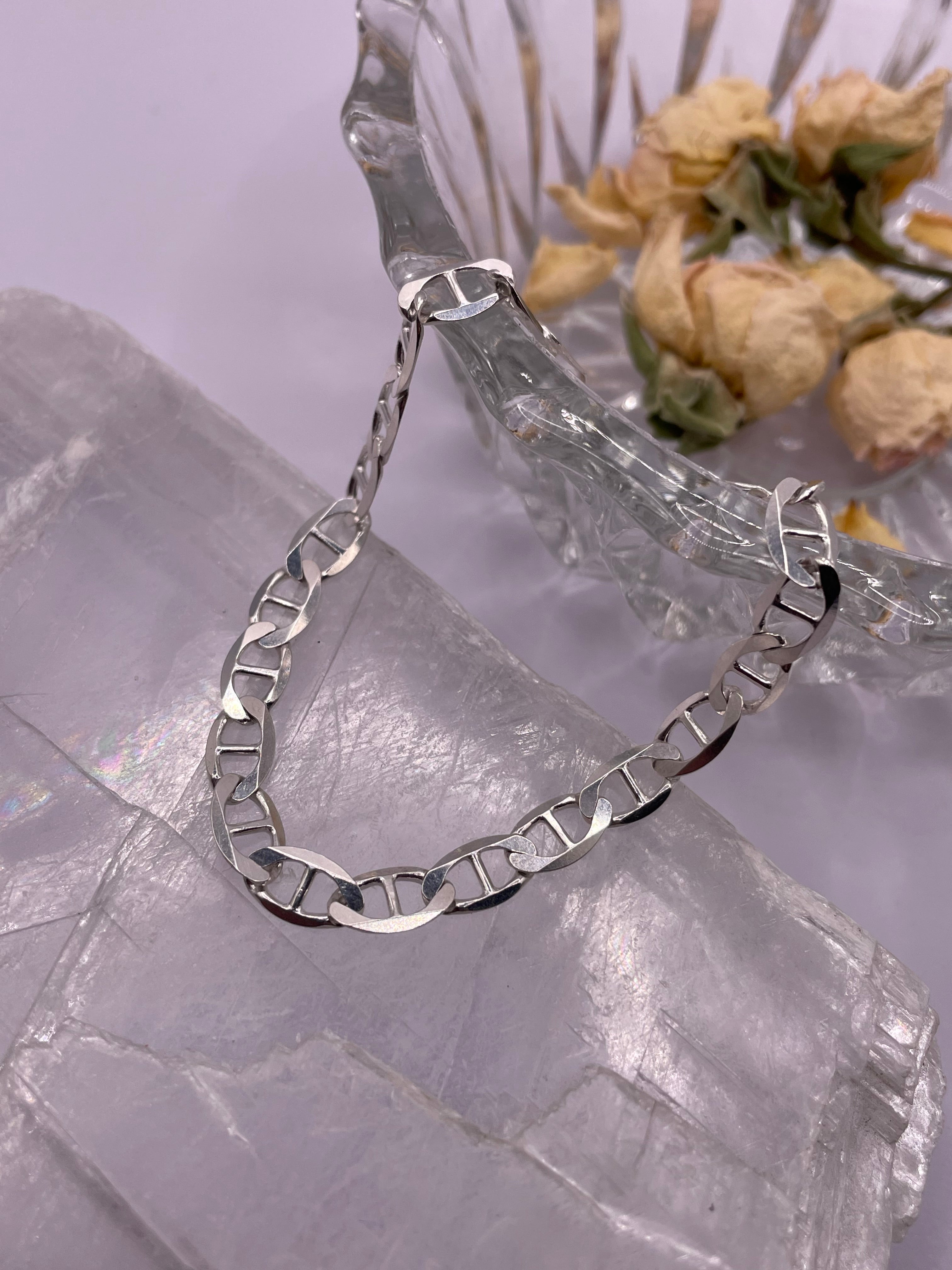Italian Silver Thin Mariner Link Bracelet