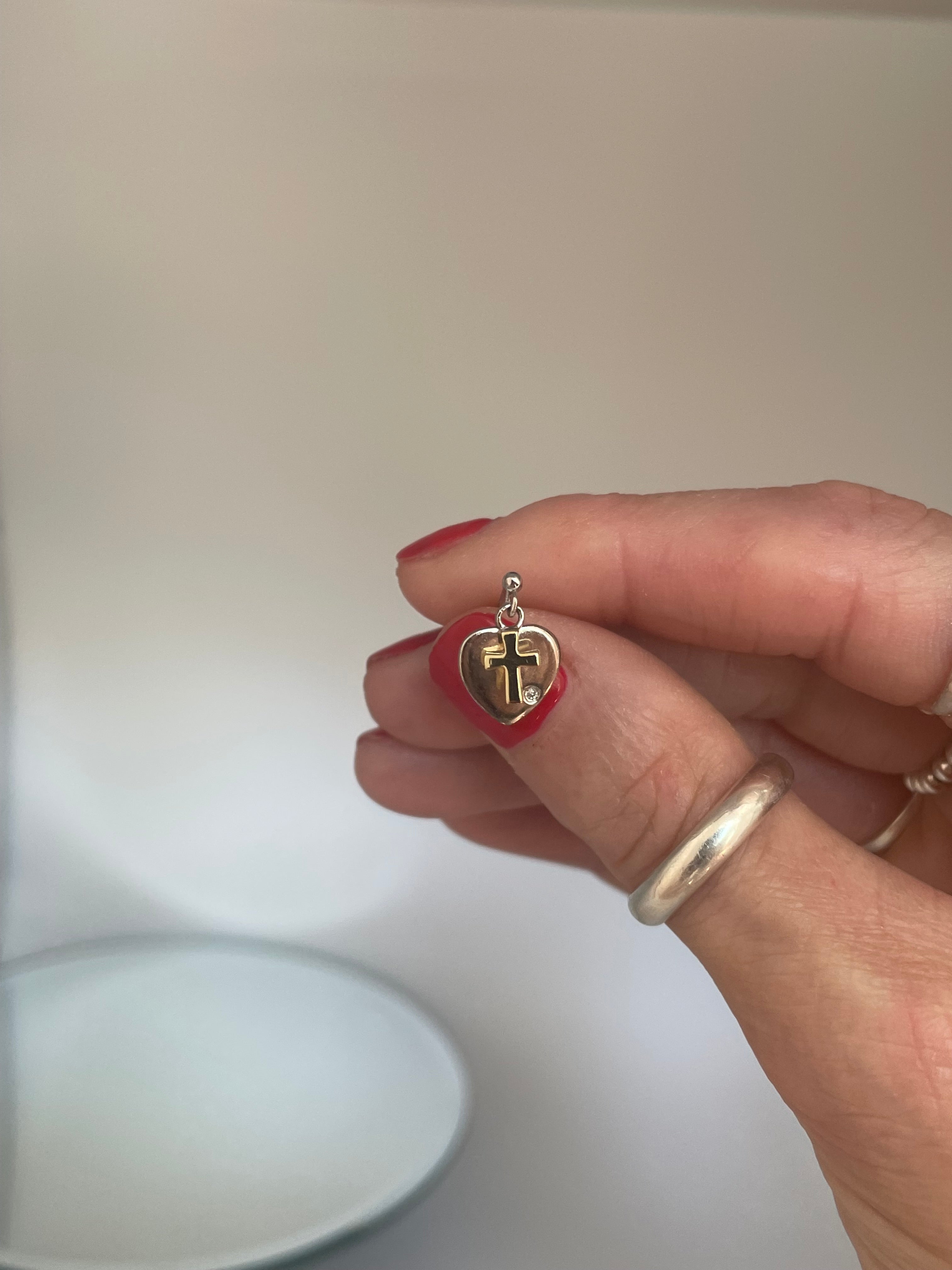Cross My Heart Diamond Stud Earrings