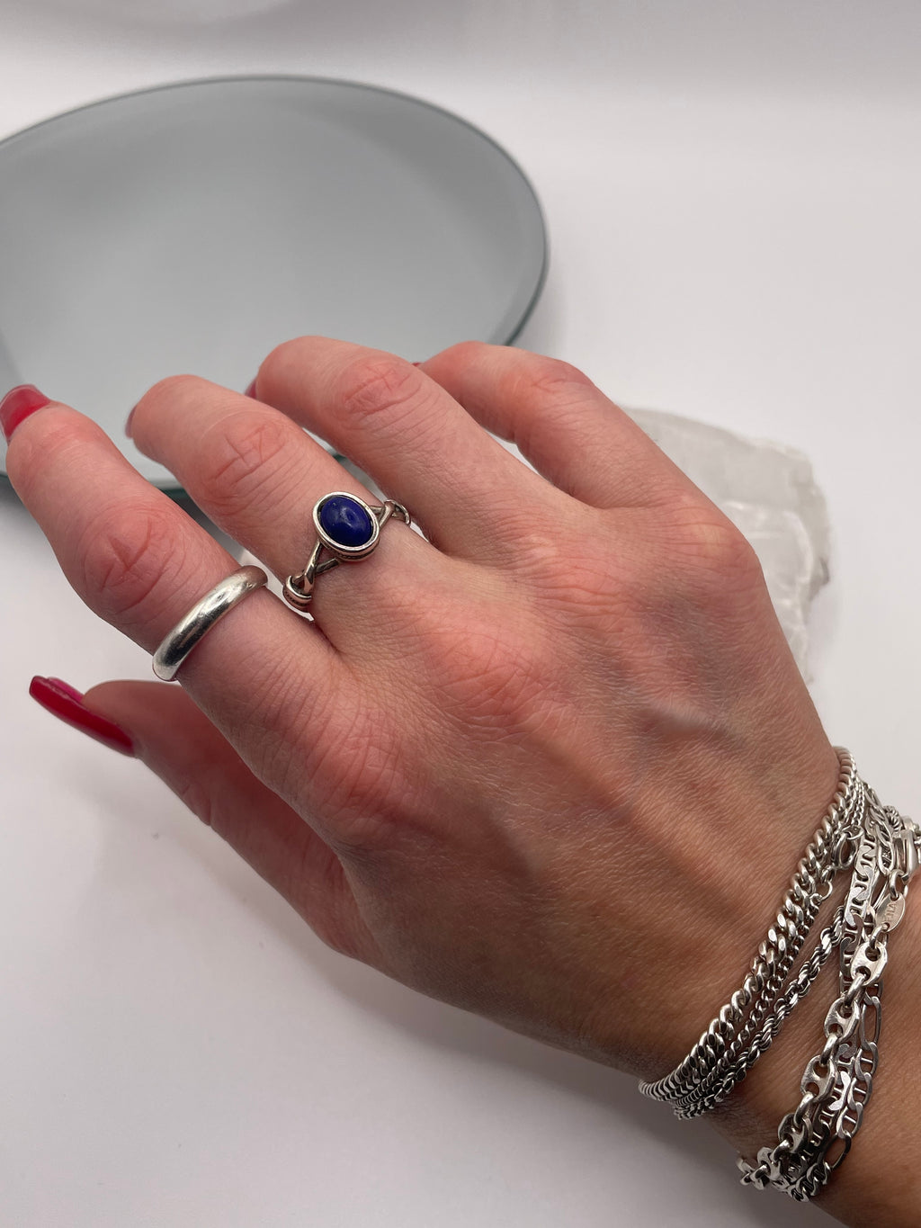 Sterling Silver Lapis Lazuli Ring with Rope Detail