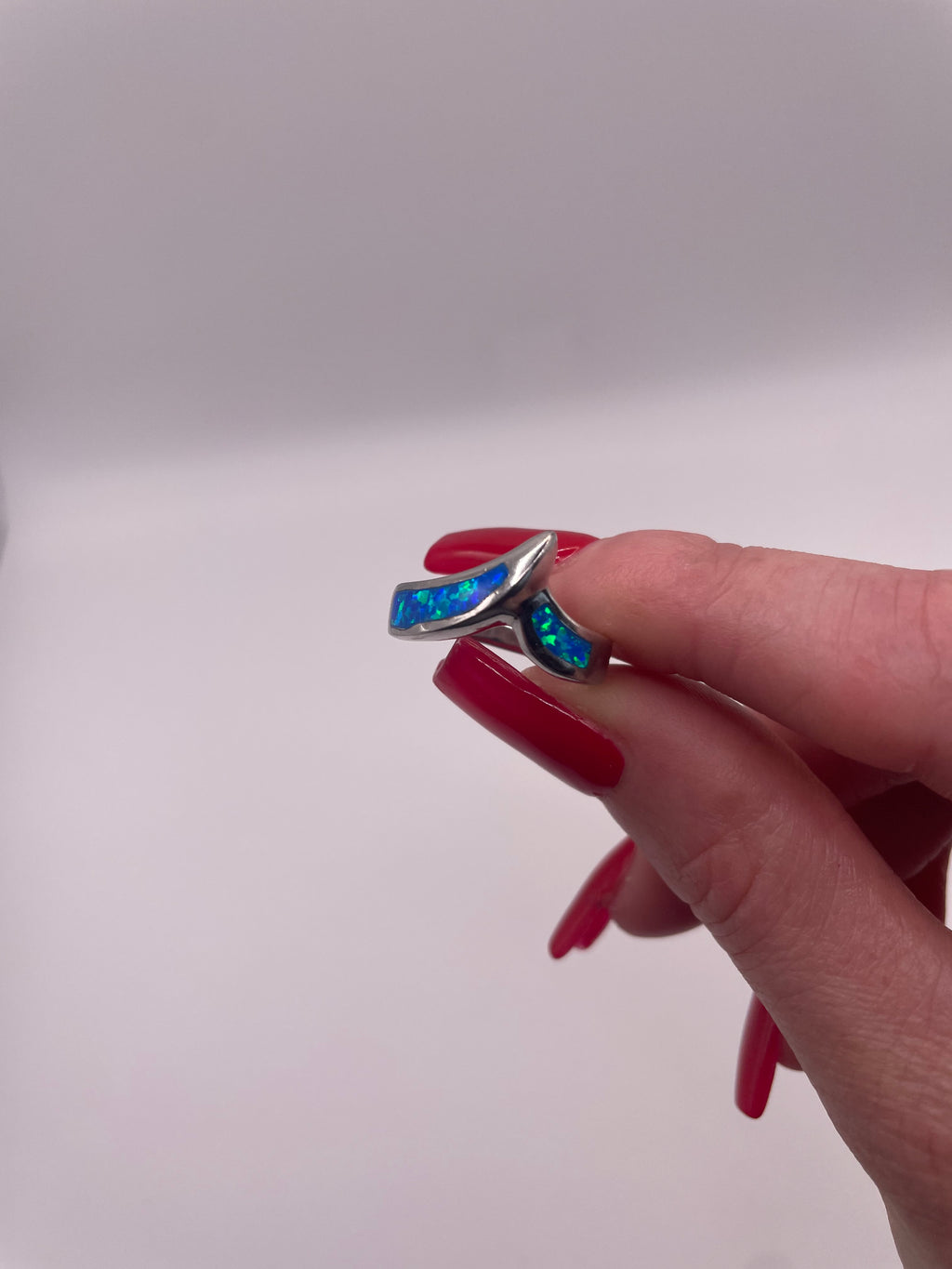 Sterling Silver Opalite Wave Inlay Ring
