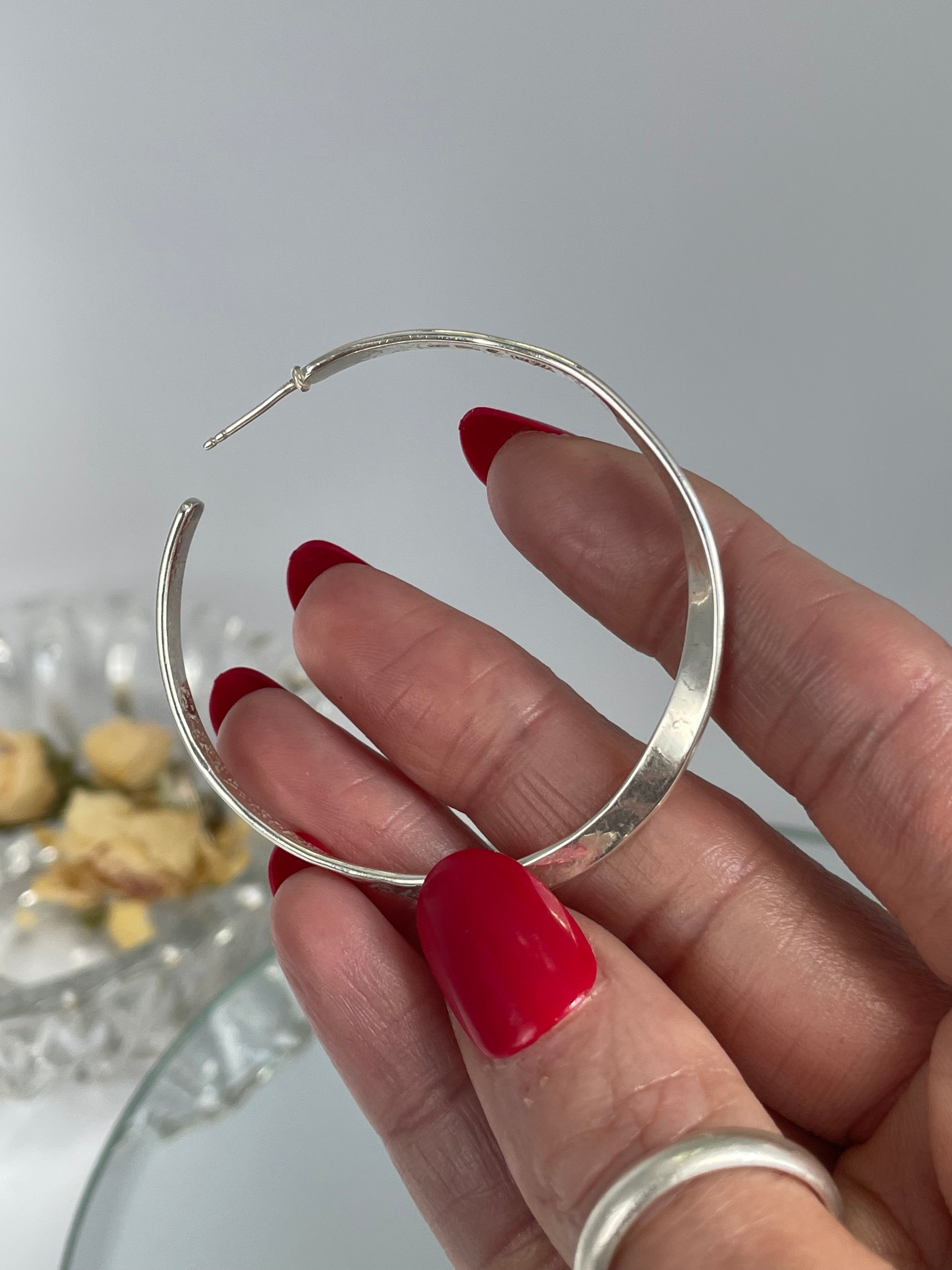 Sterling Silver Twisted Textured Hoop Earrings