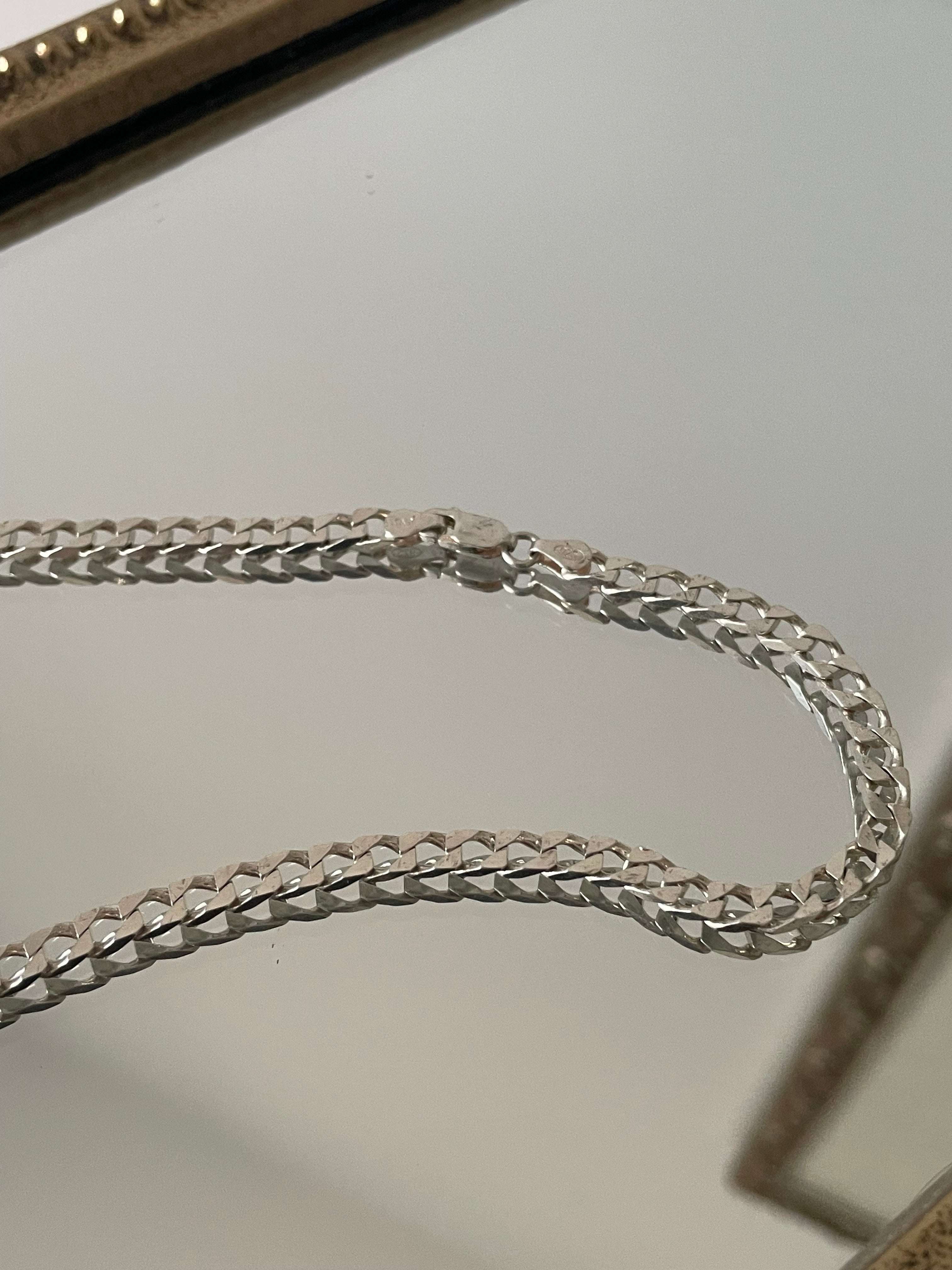 Sterling Silver Curb Chain Necklace Classic Flat Link