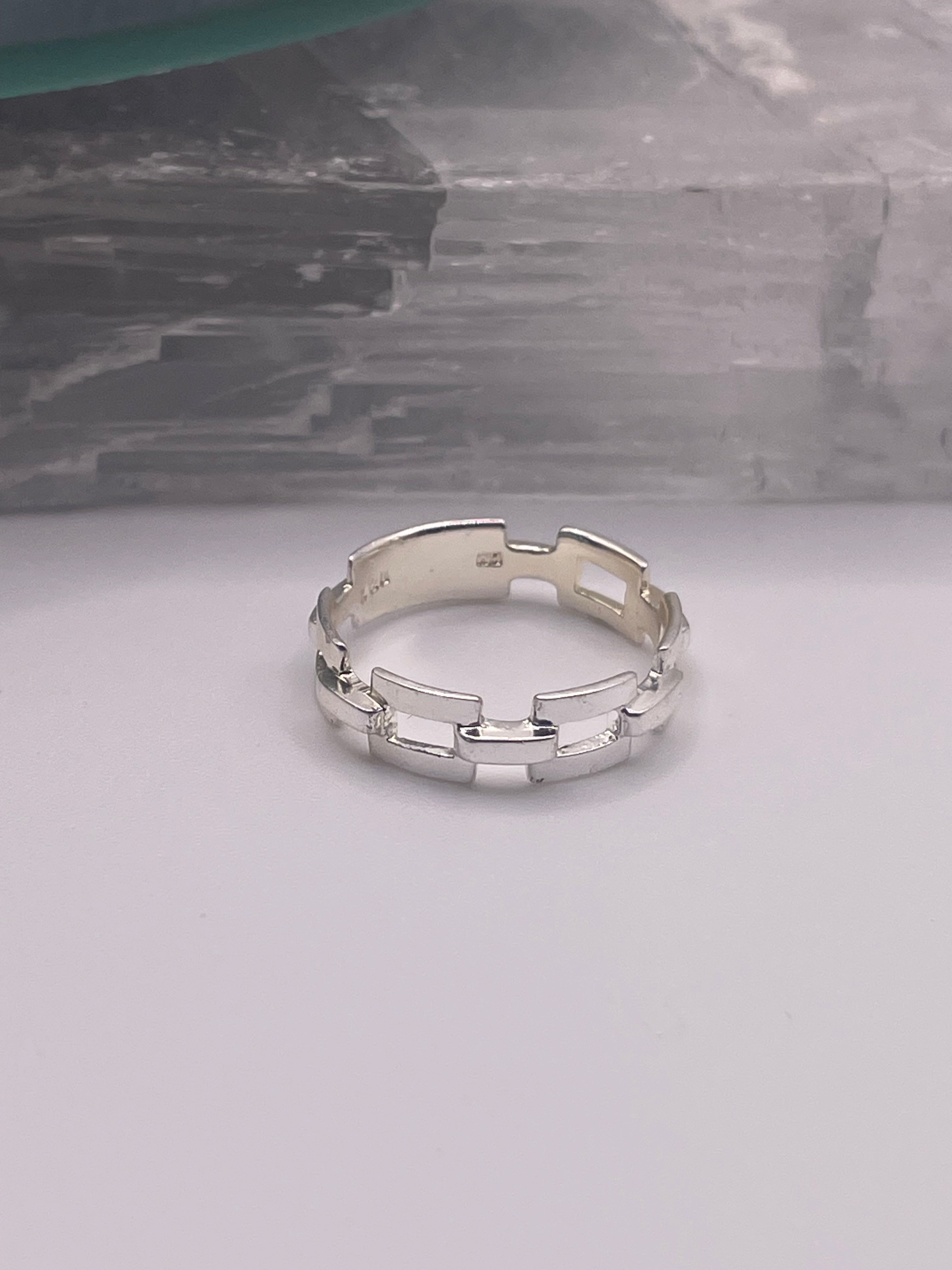 Sterling Silver Chain Link Ring Minimal Band