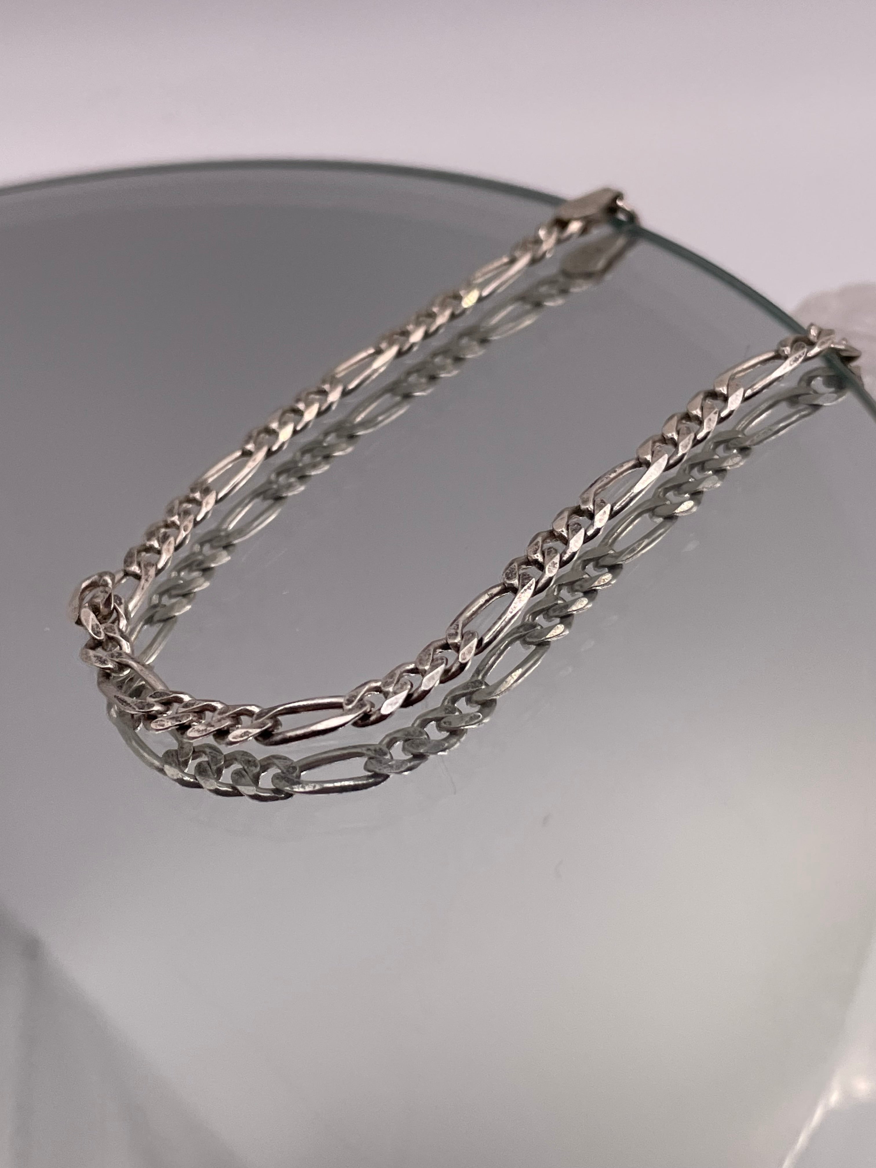 Italian Silver Figaro Classic Chain Bracelet
