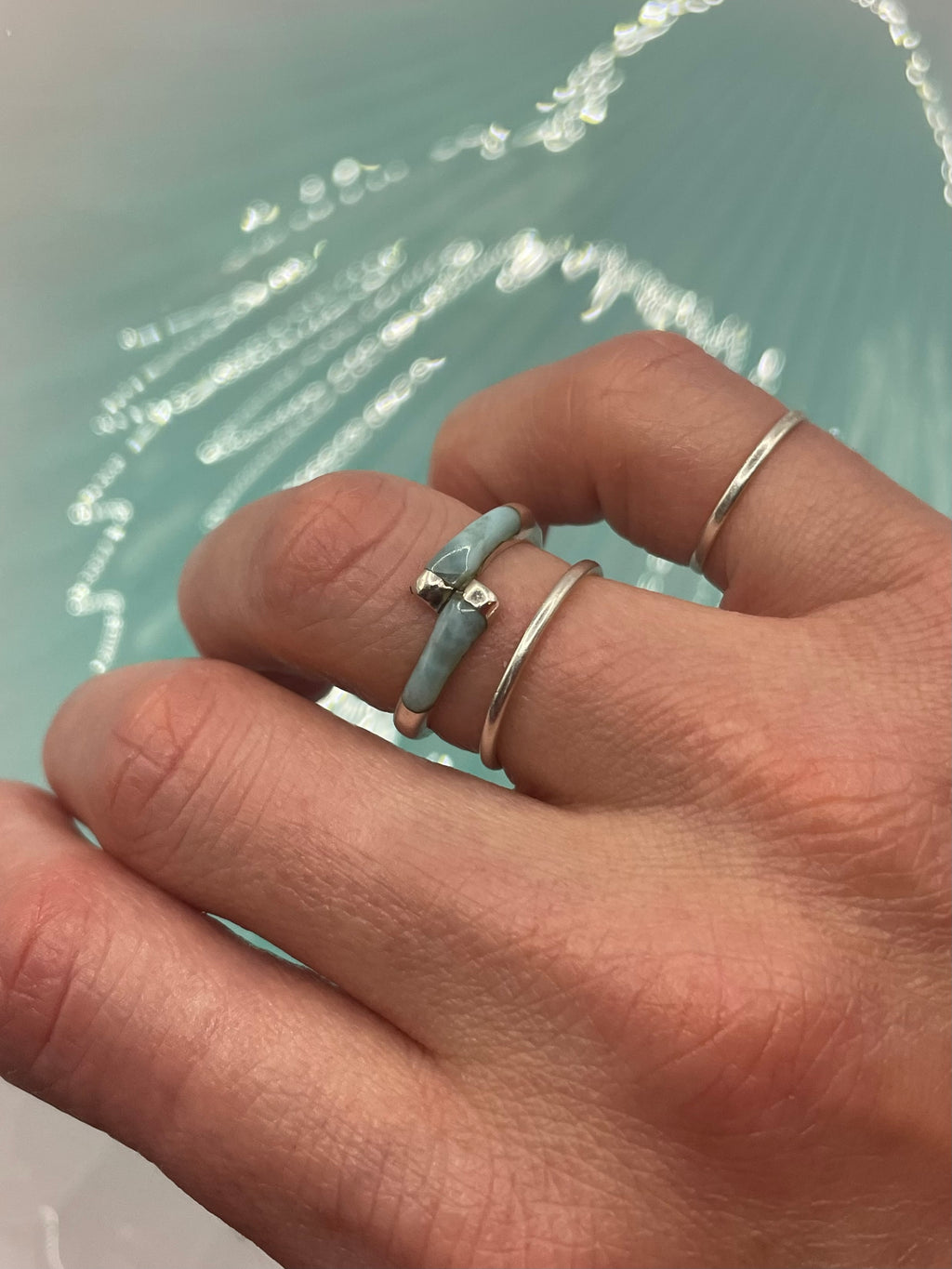 Sterling Silver Larimar Wrap Style Ring