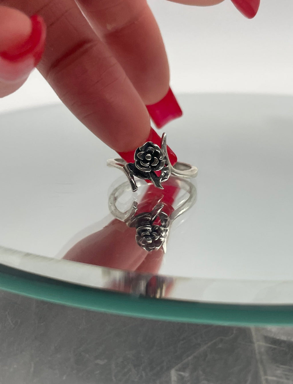 Sterling Silver Rose Ring Floral Vintage