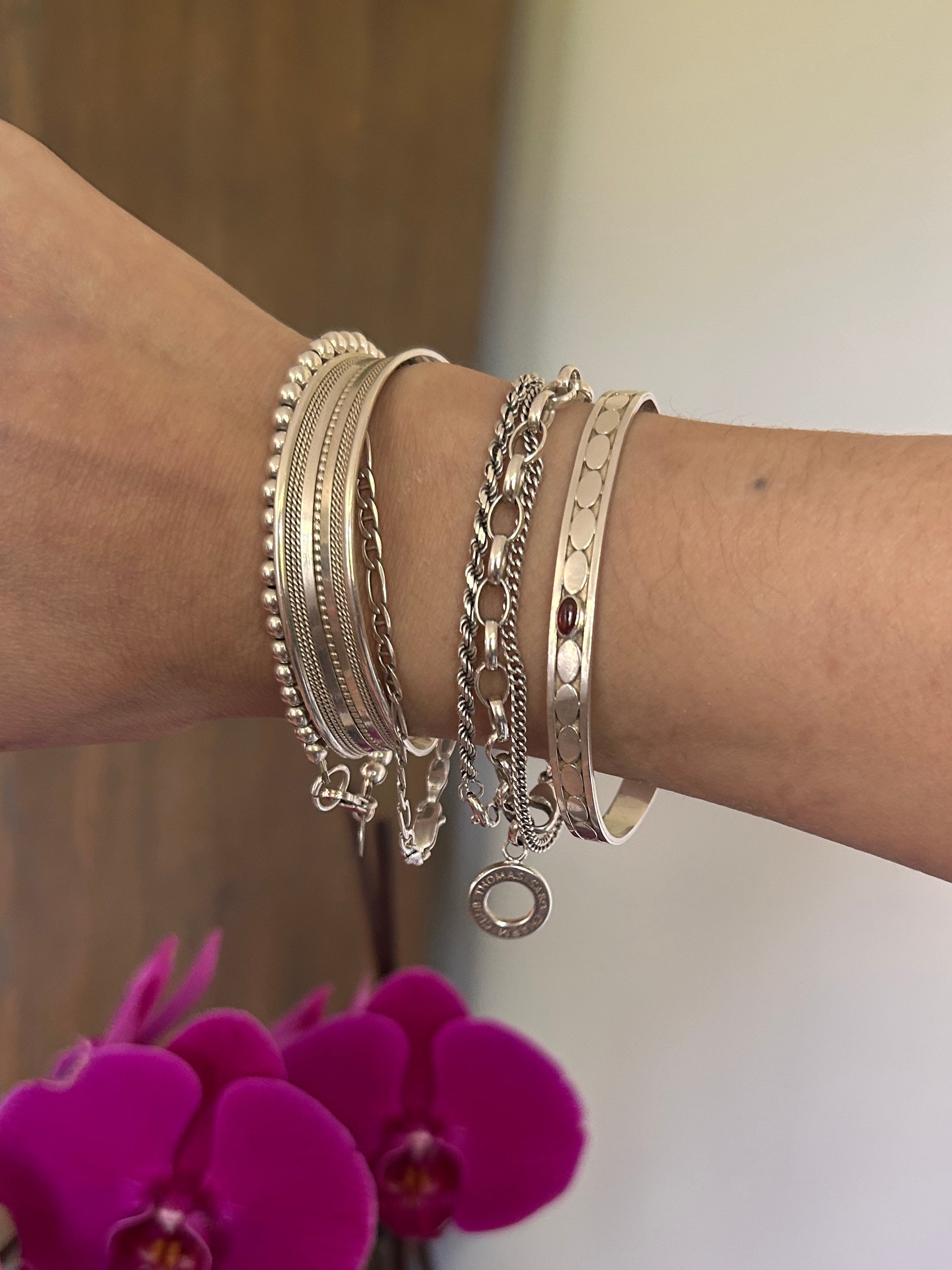 Vintage Sterling Silver Charm Link Bracelet