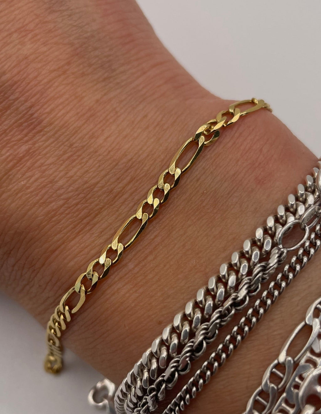 Gold Plated Sterling Silver Figaro Chain Bracelet