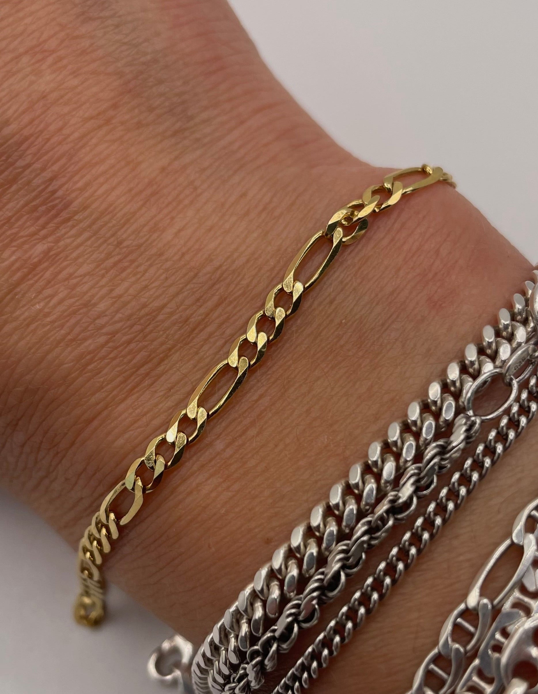 Gold Plated Sterling Silver Figaro Chain Bracelet