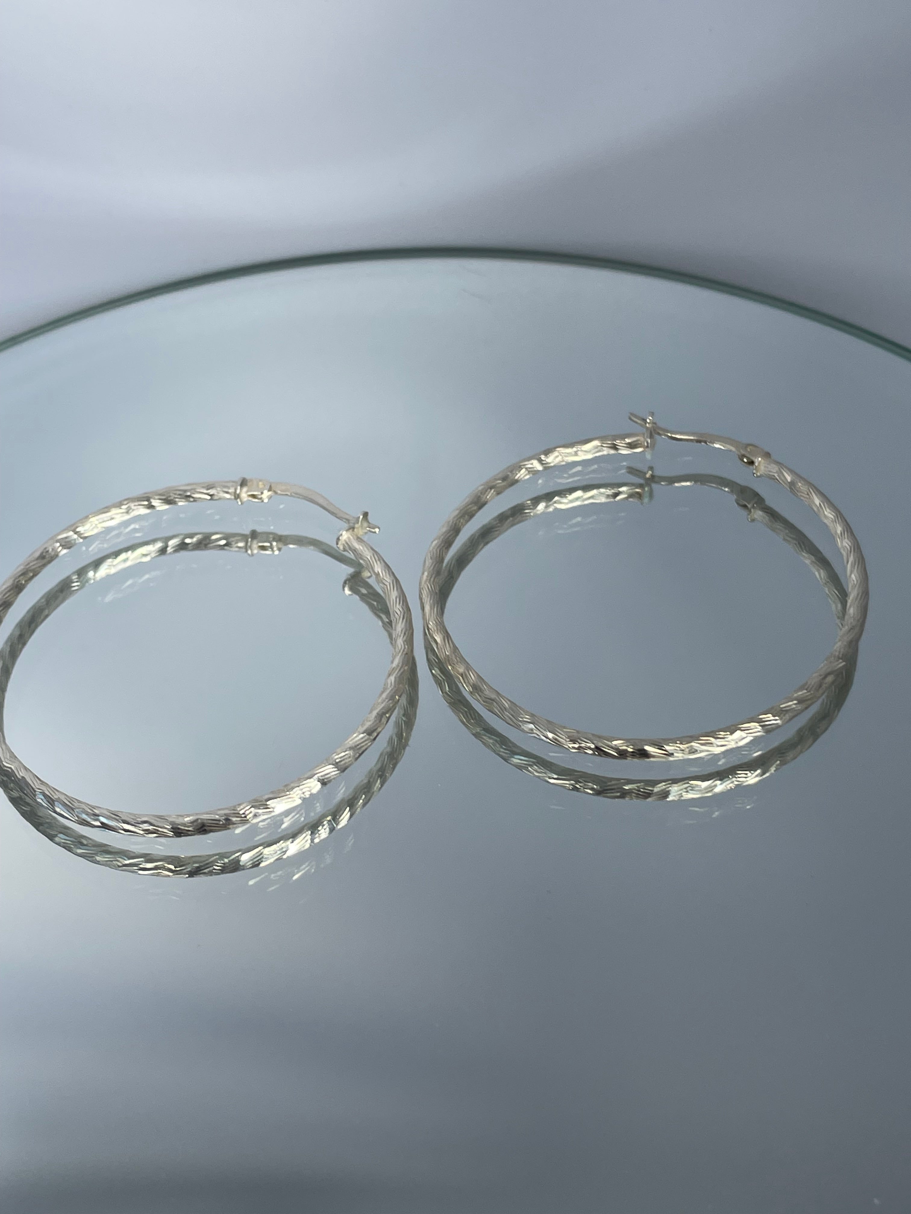 Sterling Silver Twisted Hoop Earrings