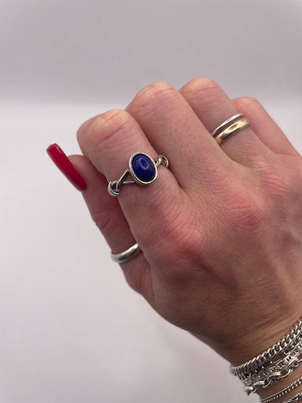 Sterling Silver Lapis Lazuli Ring with Rope Detail