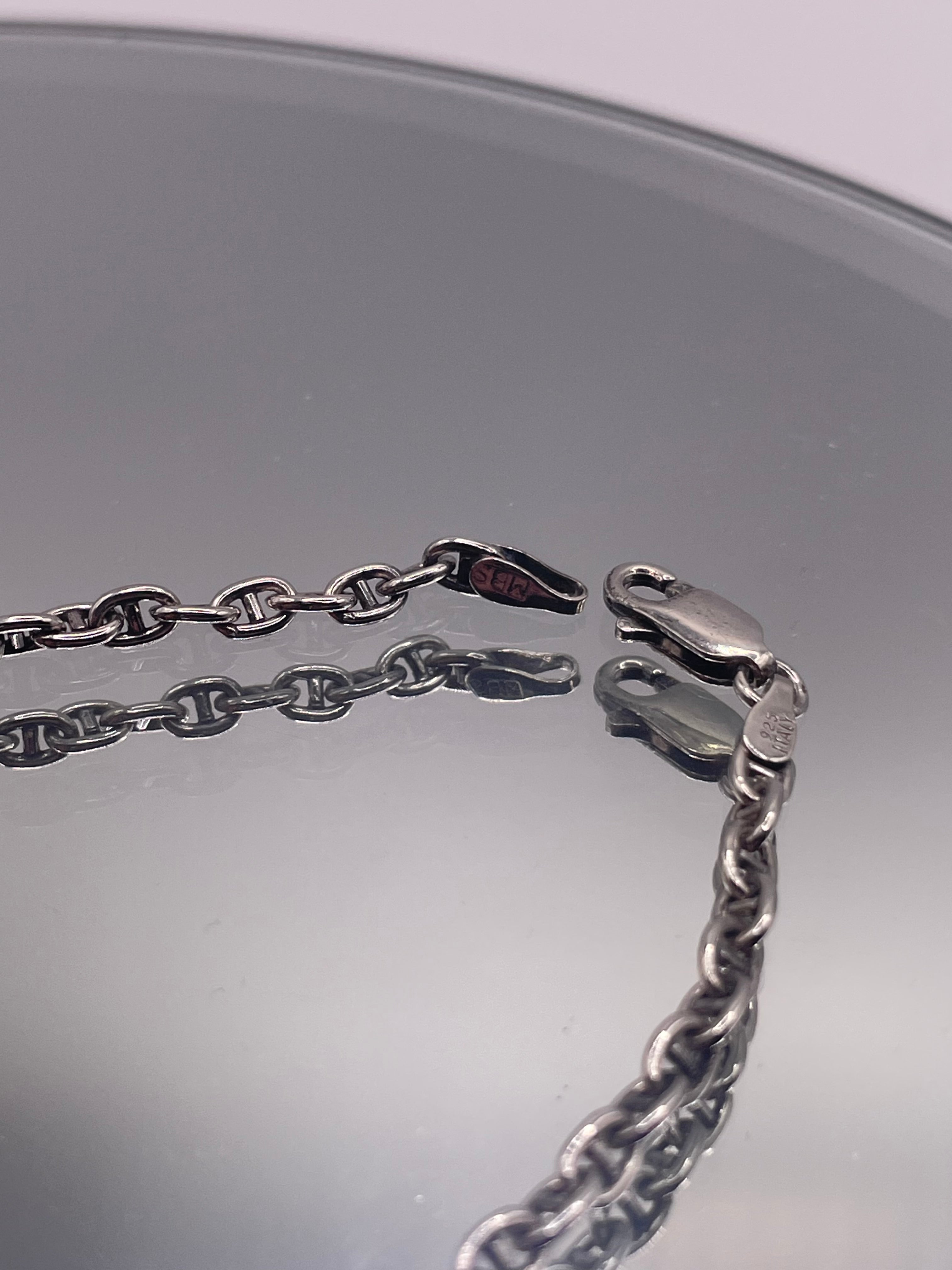 Italian Silver Vintage Open Link Chain Bracelet