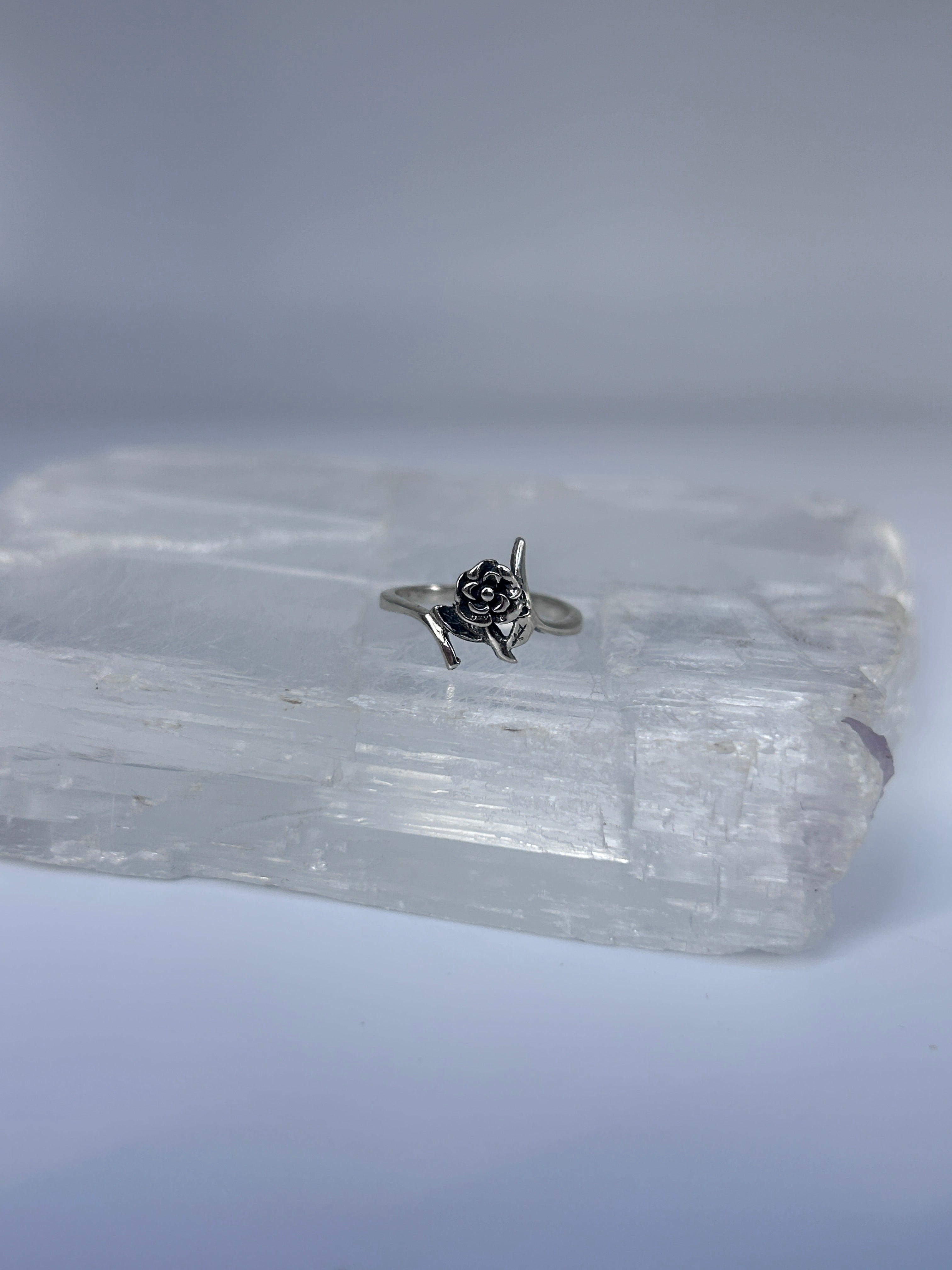 Sterling Silver Rose Ring Floral Vintage