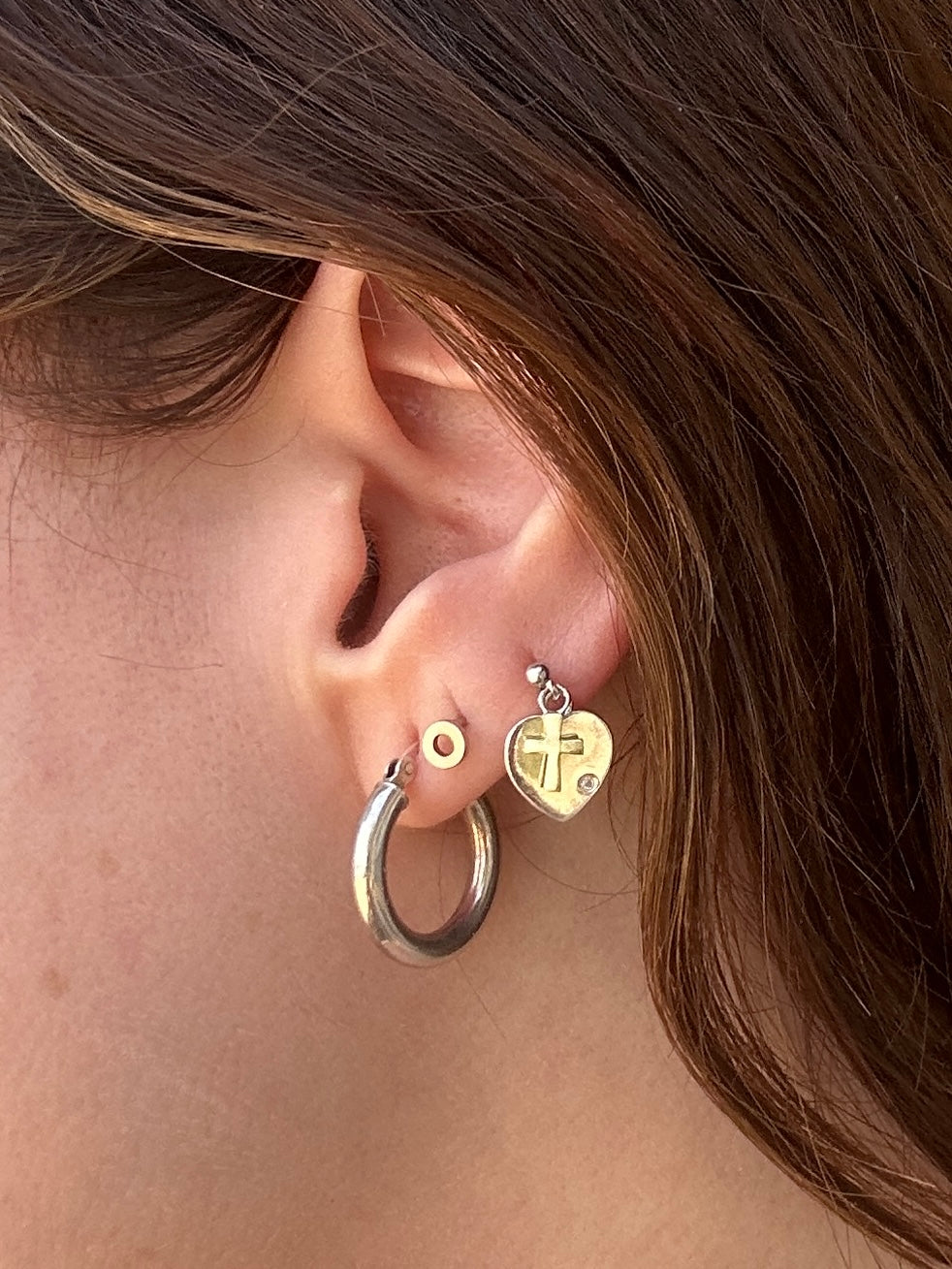 Cross My Heart Diamond Stud Earrings