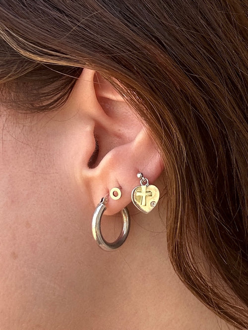Cross My Heart Diamond Stud Earrings
