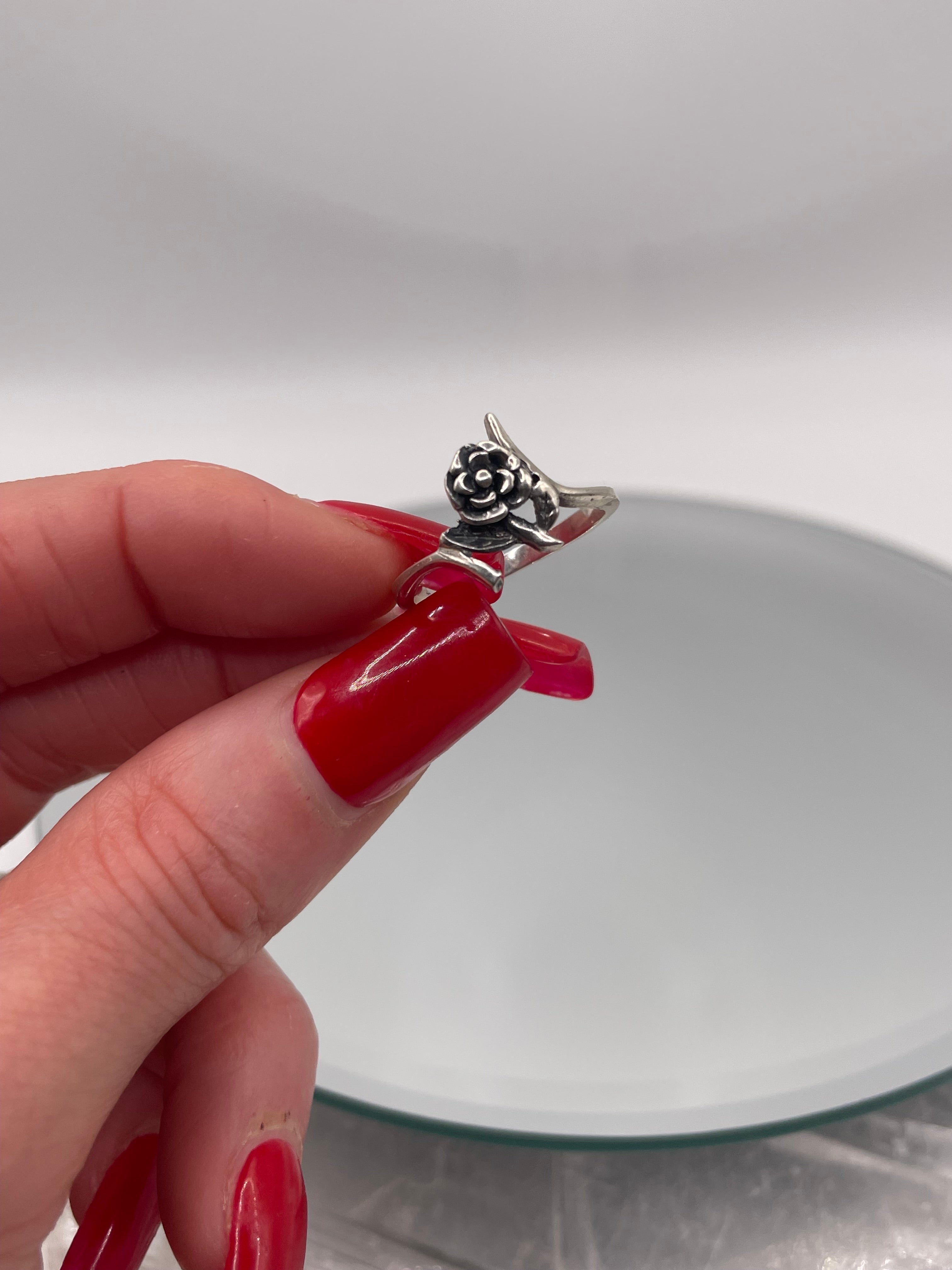 Sterling Silver Rose Ring Floral Vintage