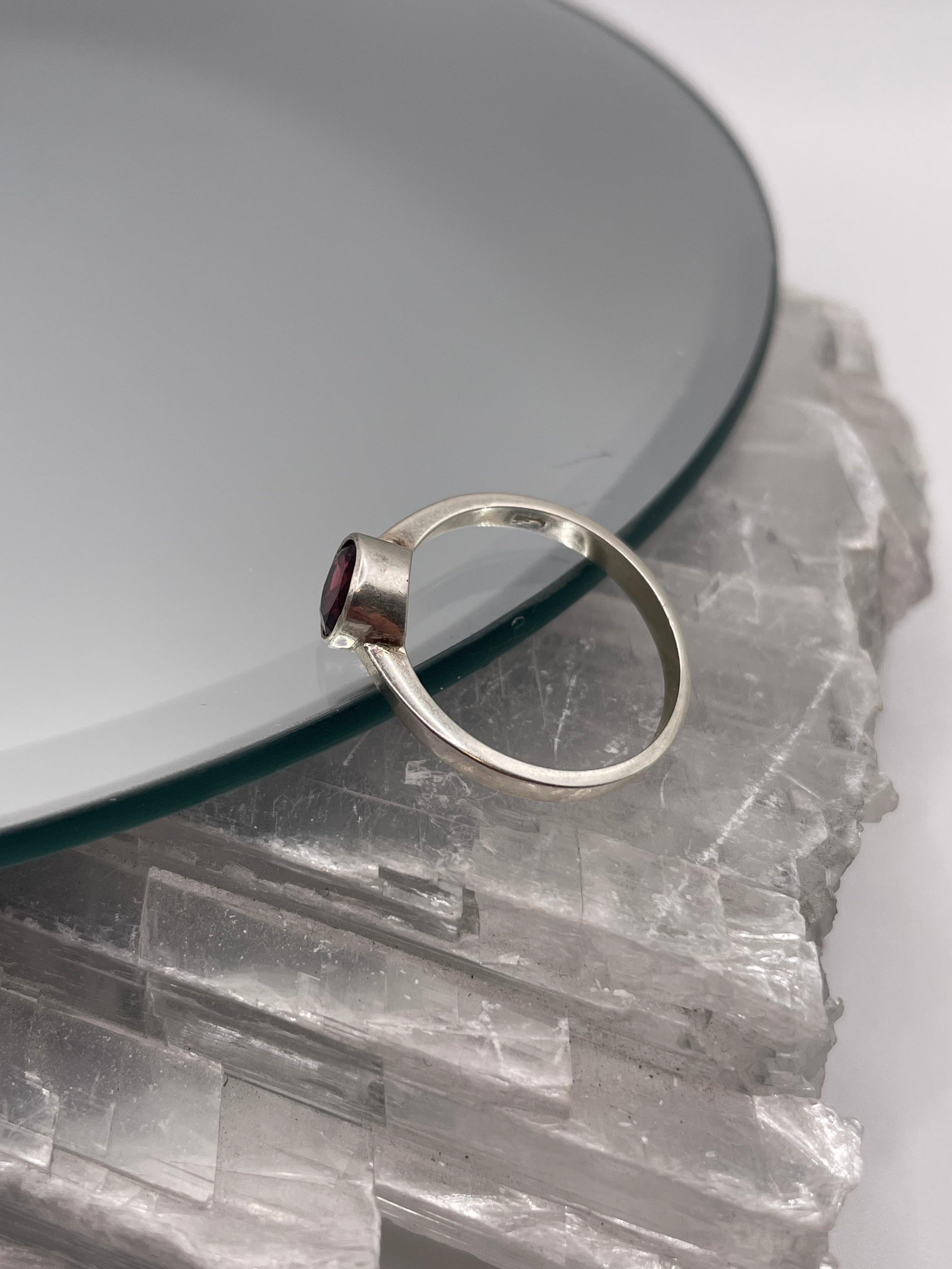 Sterling Silver Petite Garnet Ring