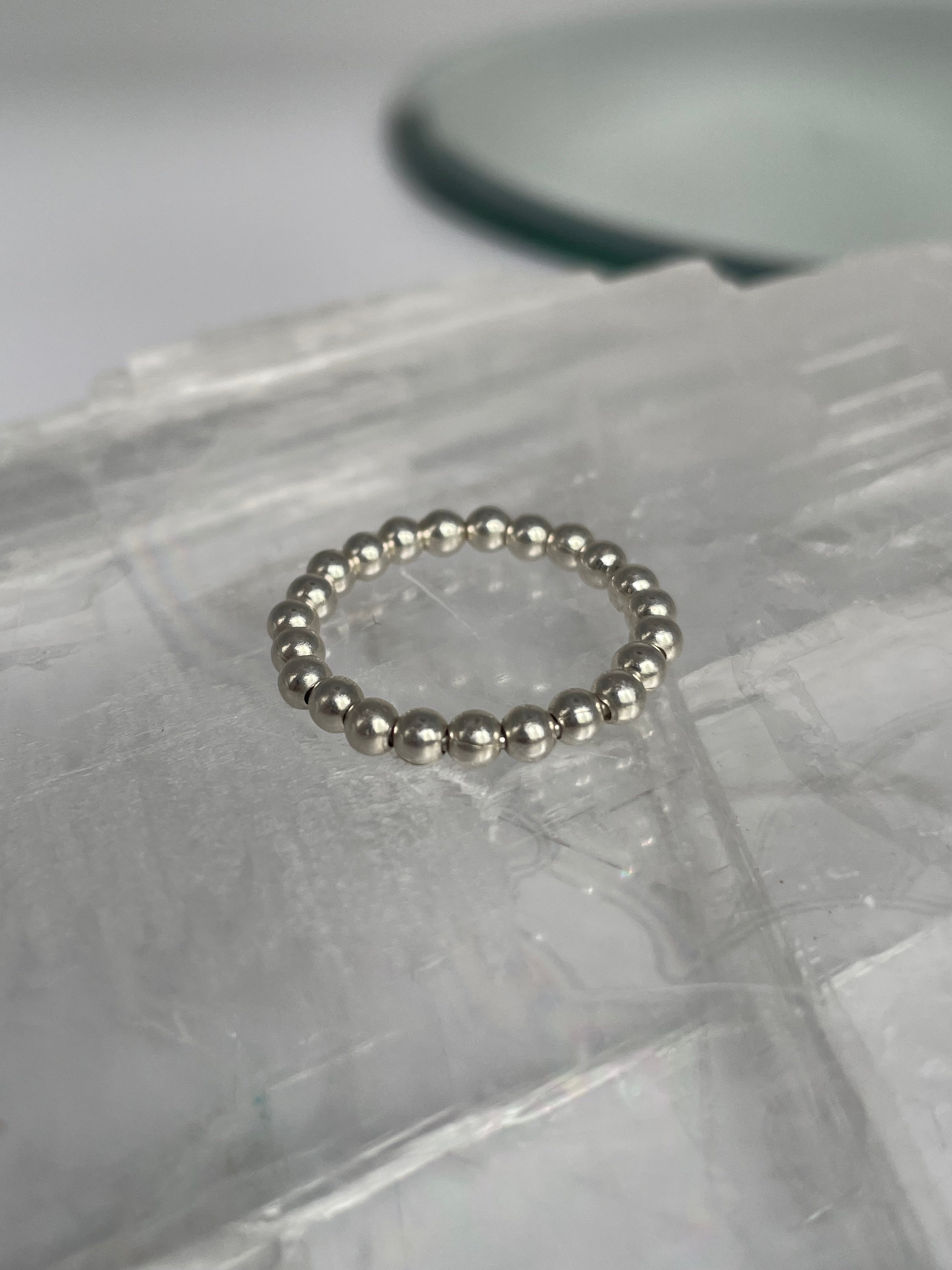 Silver Bead Stacking Ring
