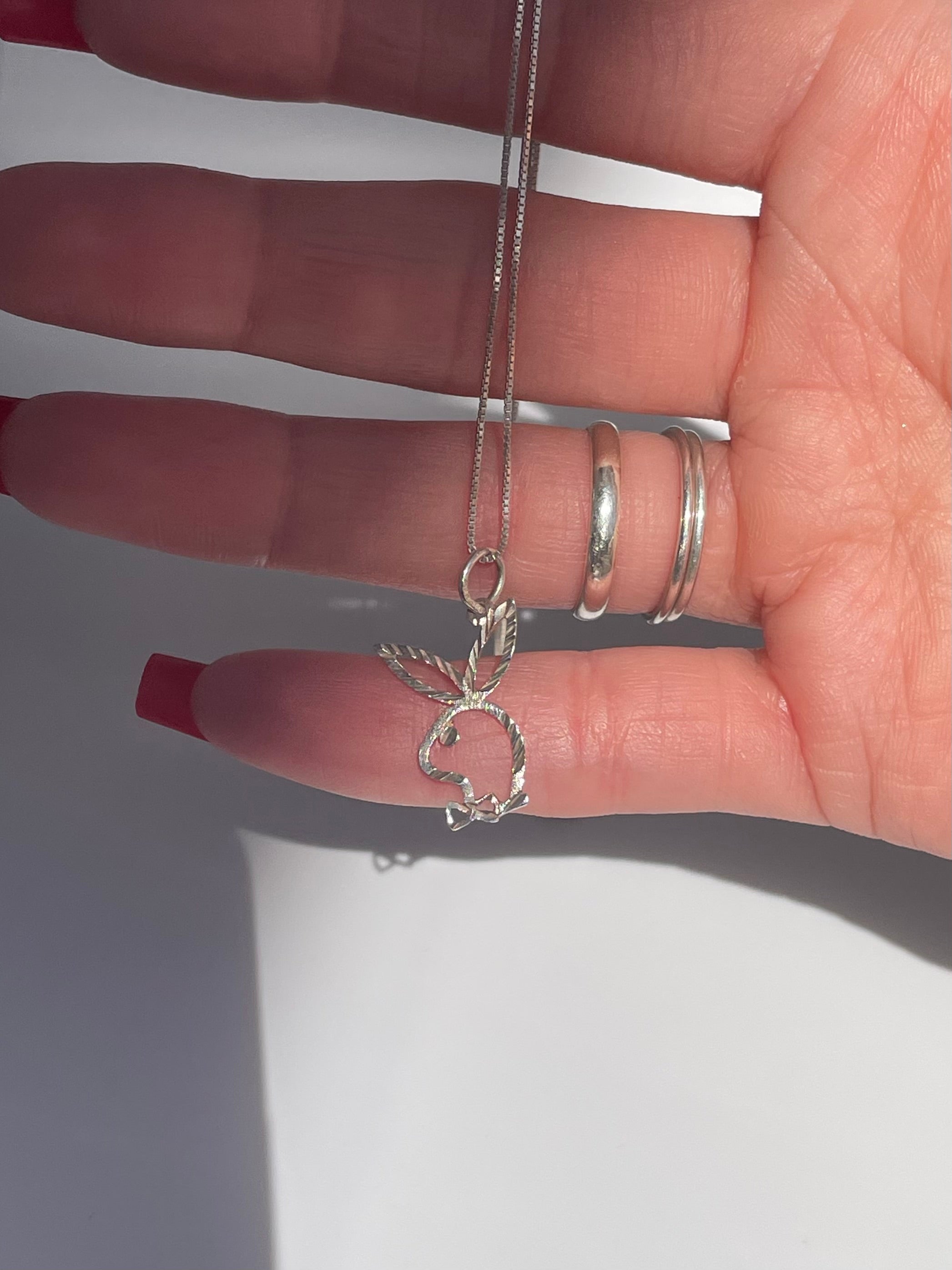 Sterling Silver Playboy Bunny Pendant Necklace