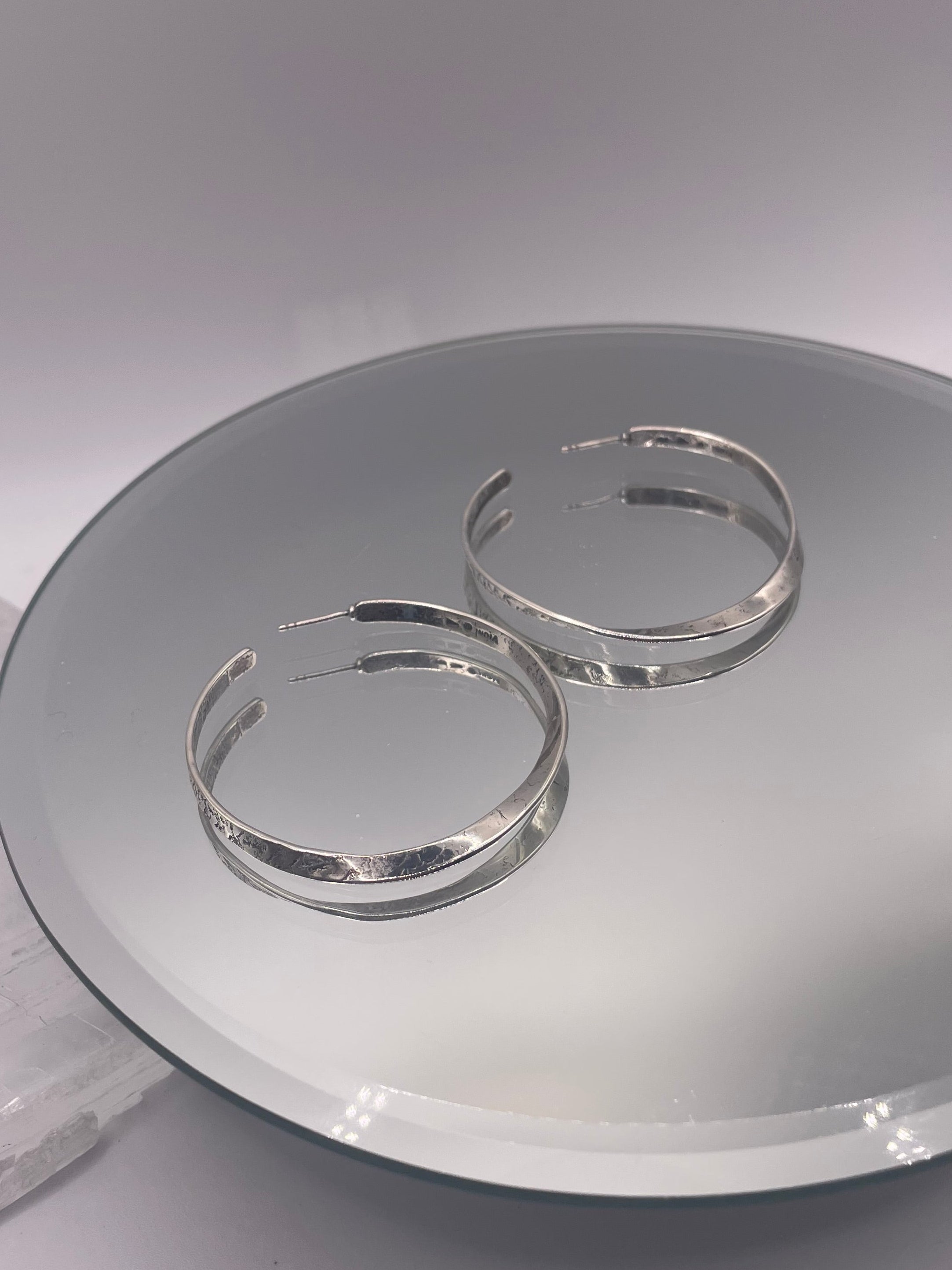 Sterling Silver Twisted Textured Hoop Earrings