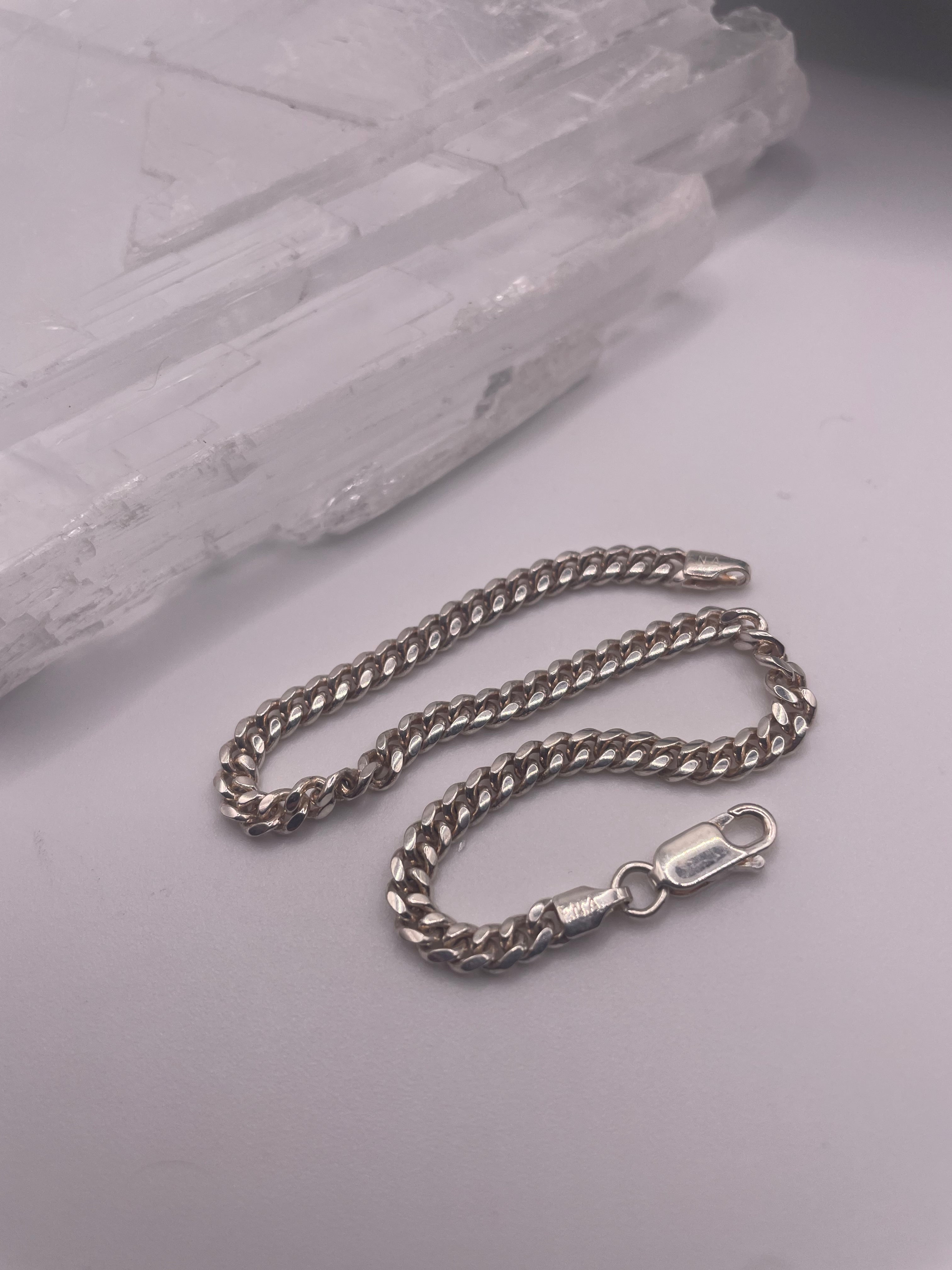 Italian Silver Curb Chain Bracelet