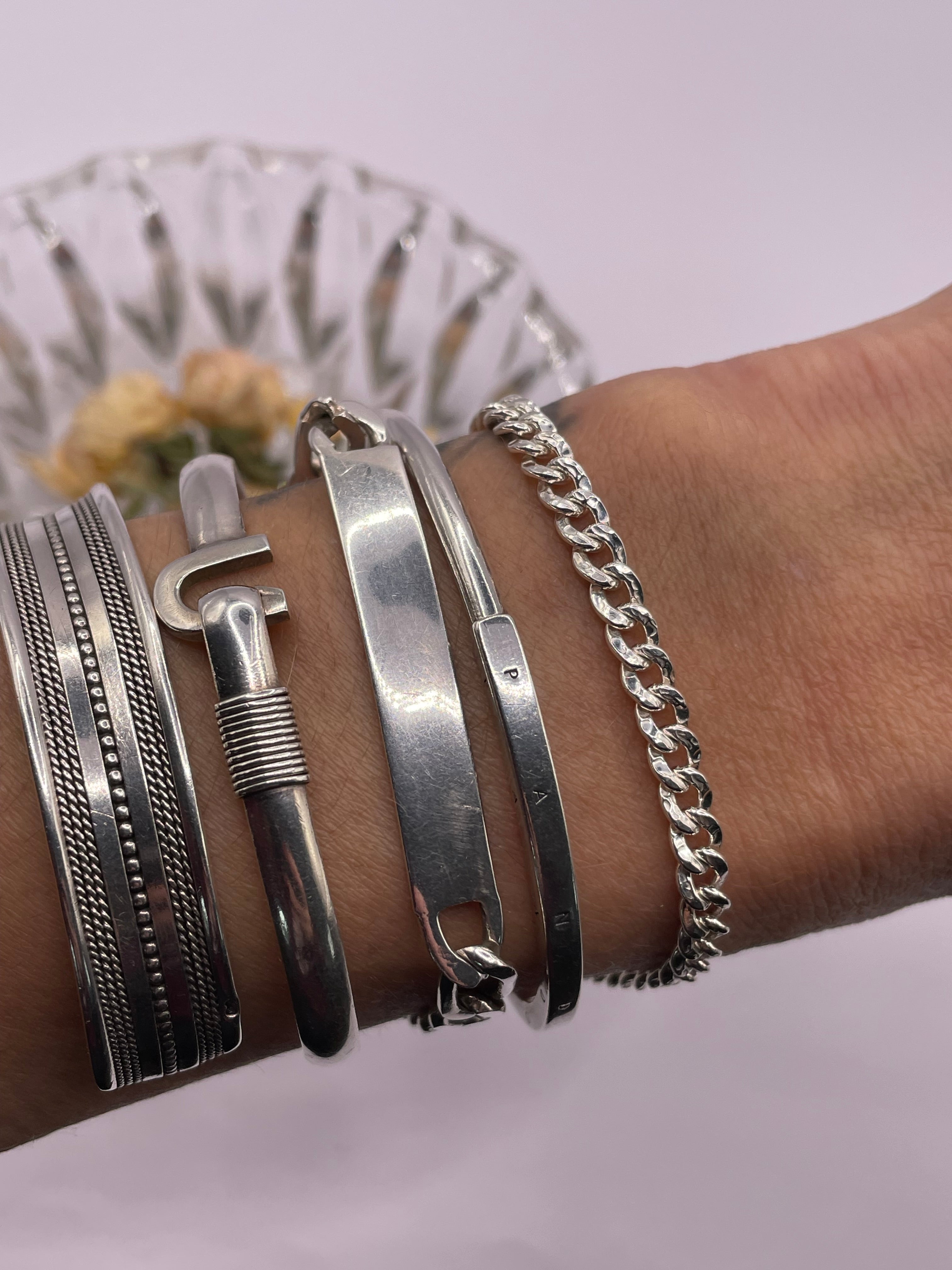 Classic Italian Silver Curb Chain Bracelet