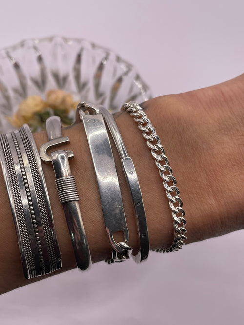 Classic Italian Silver Curb Chain Bracelet