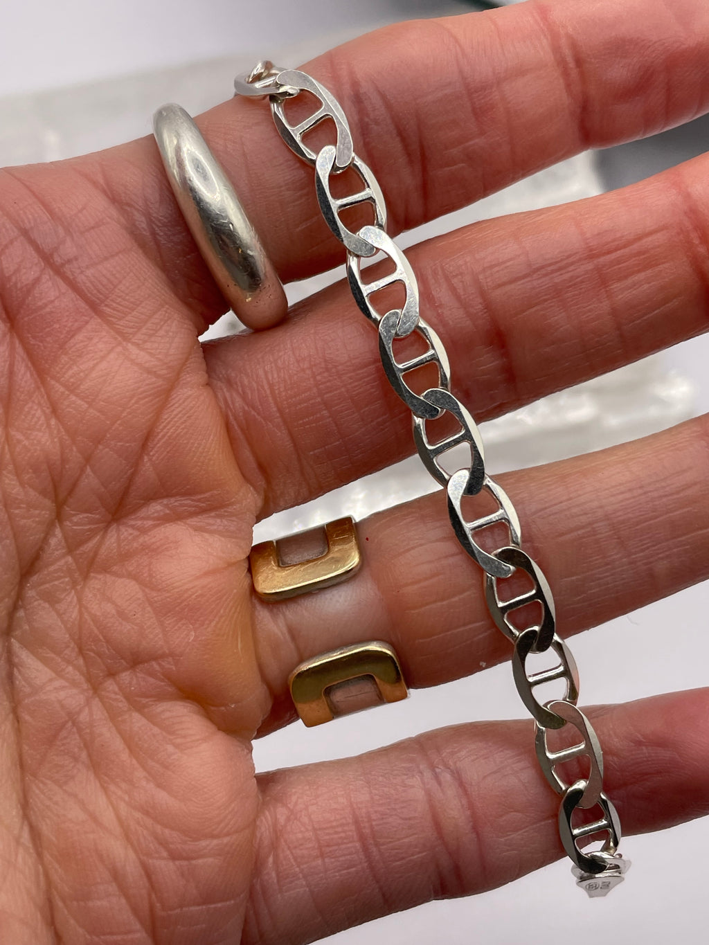 Italian Silver Thin Mariner Link Bracelet