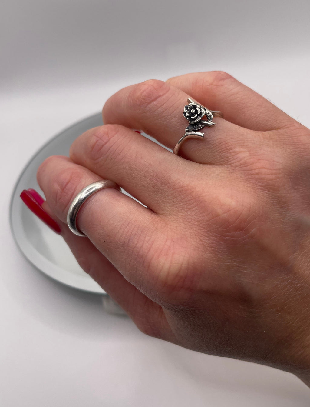 Sterling Silver Rose Ring Floral Vintage