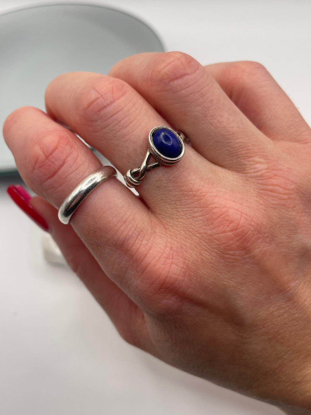 Sterling Silver Lapis Lazuli Ring with Rope Detail