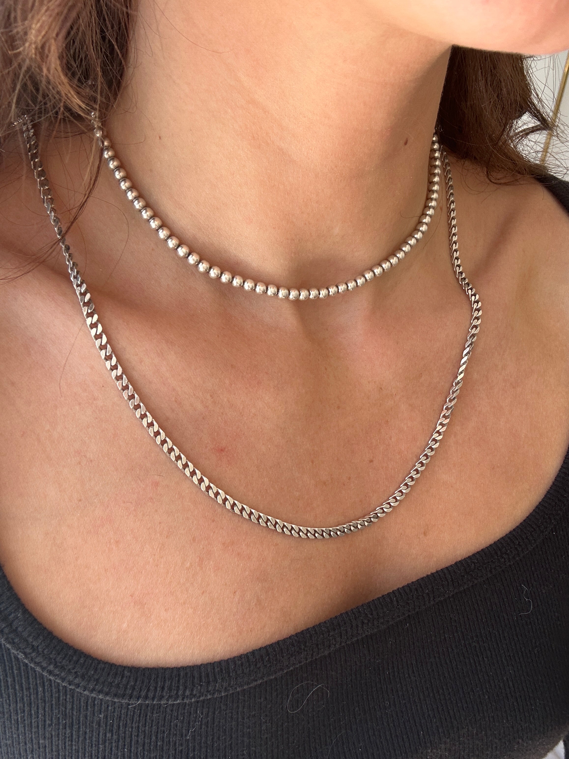 Italian Silver Chunky Curb Chain Necklace