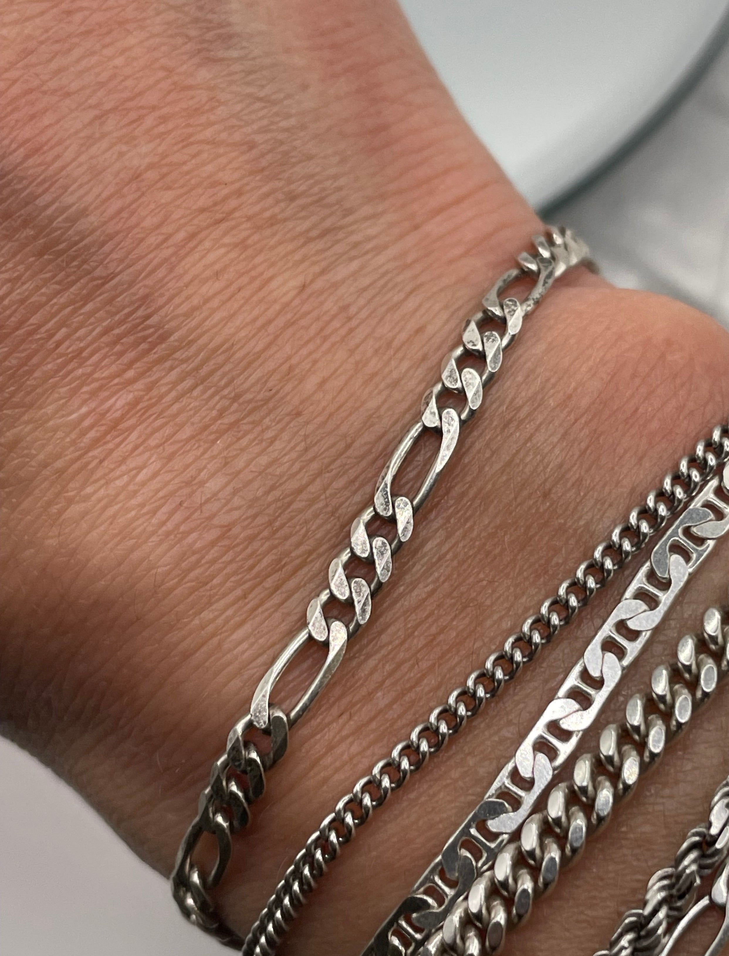 Italian Silver Figaro Classic Chain Bracelet