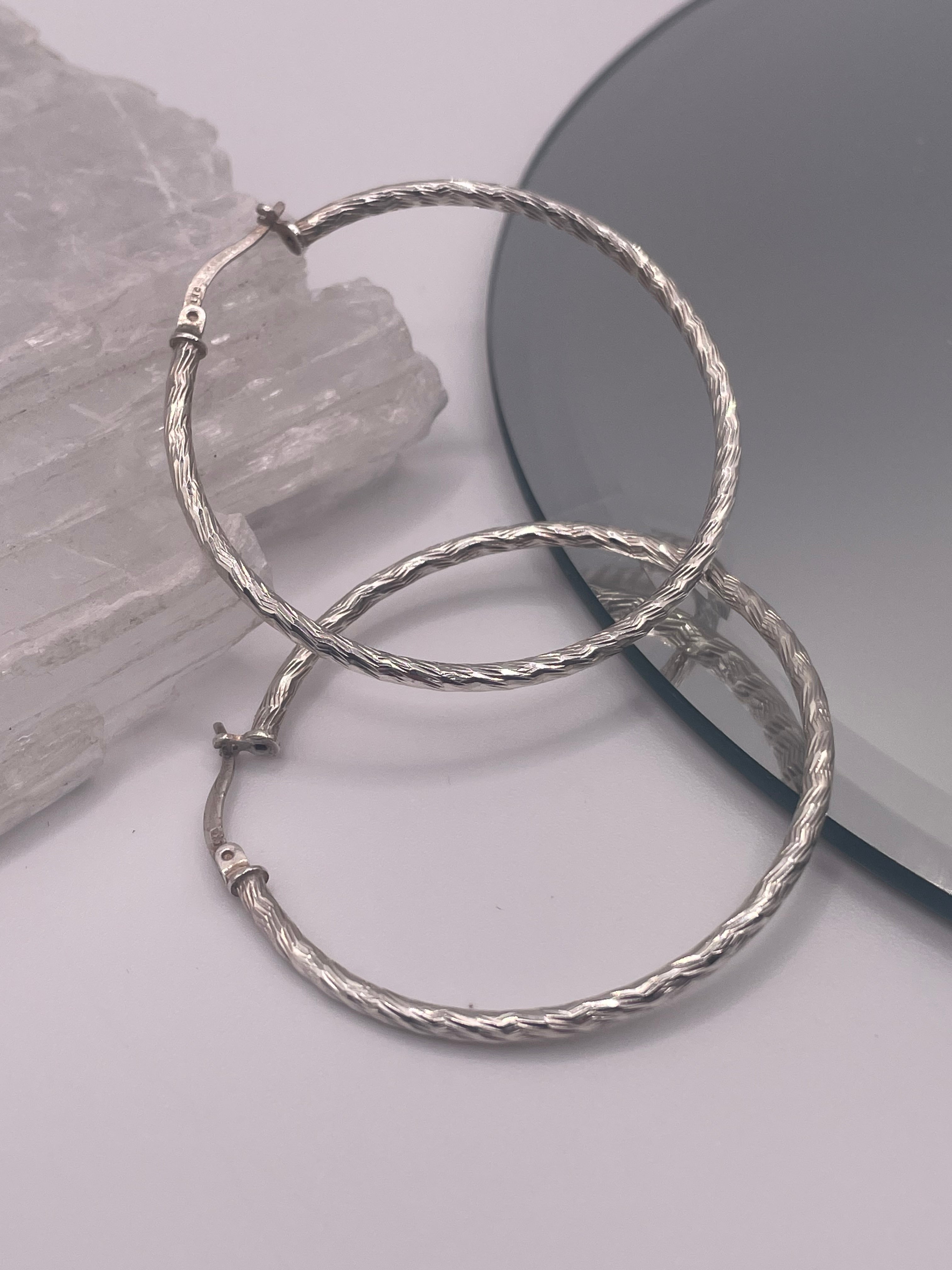 Sterling Silver Twisted Hoop Earrings