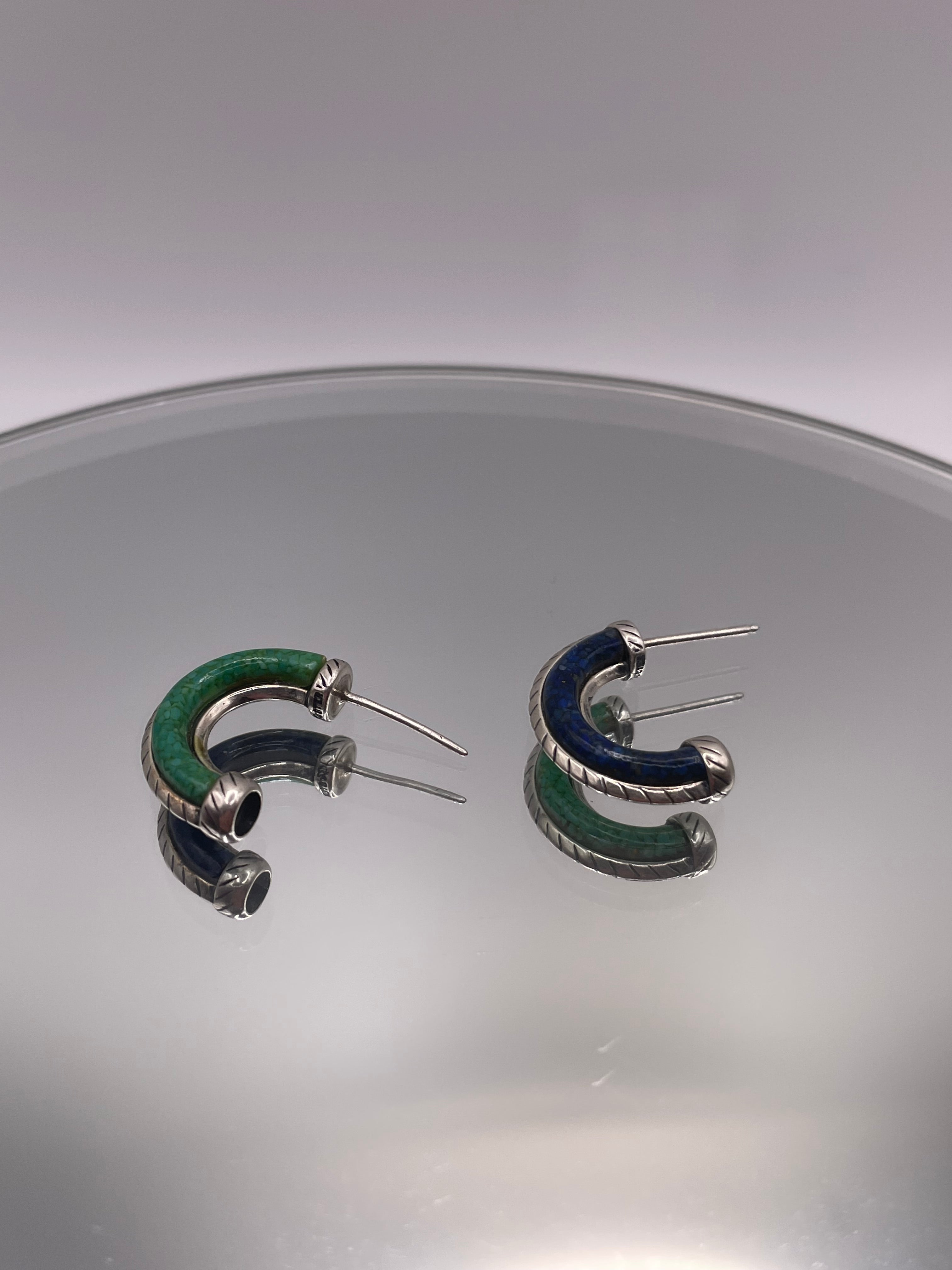 Navajo Lapis + Turquoise Inlay Earrings