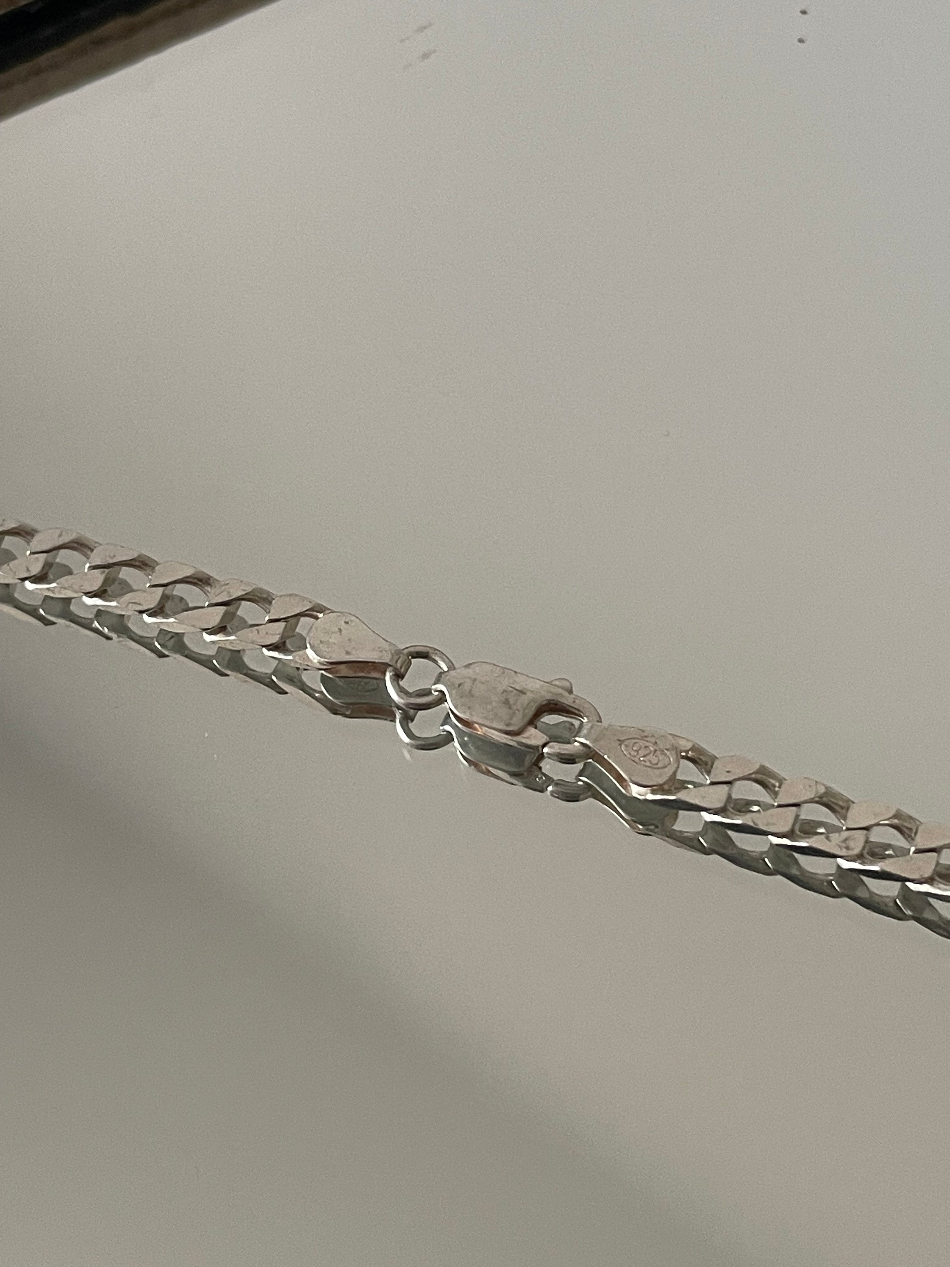 Sterling Silver Curb Chain Necklace Classic Flat Link