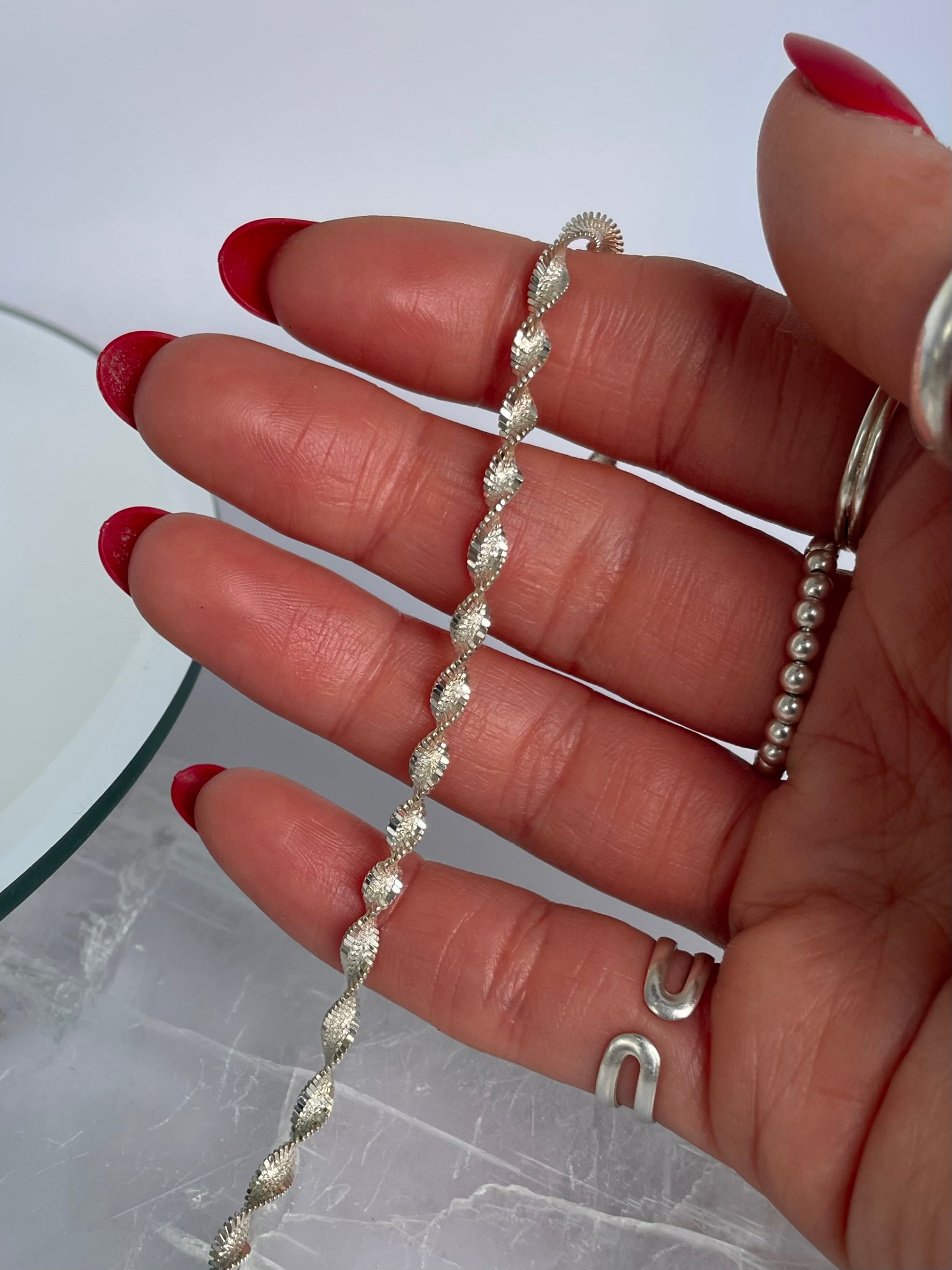 Vintage Sterling Silver Twist Chain Bracelet
