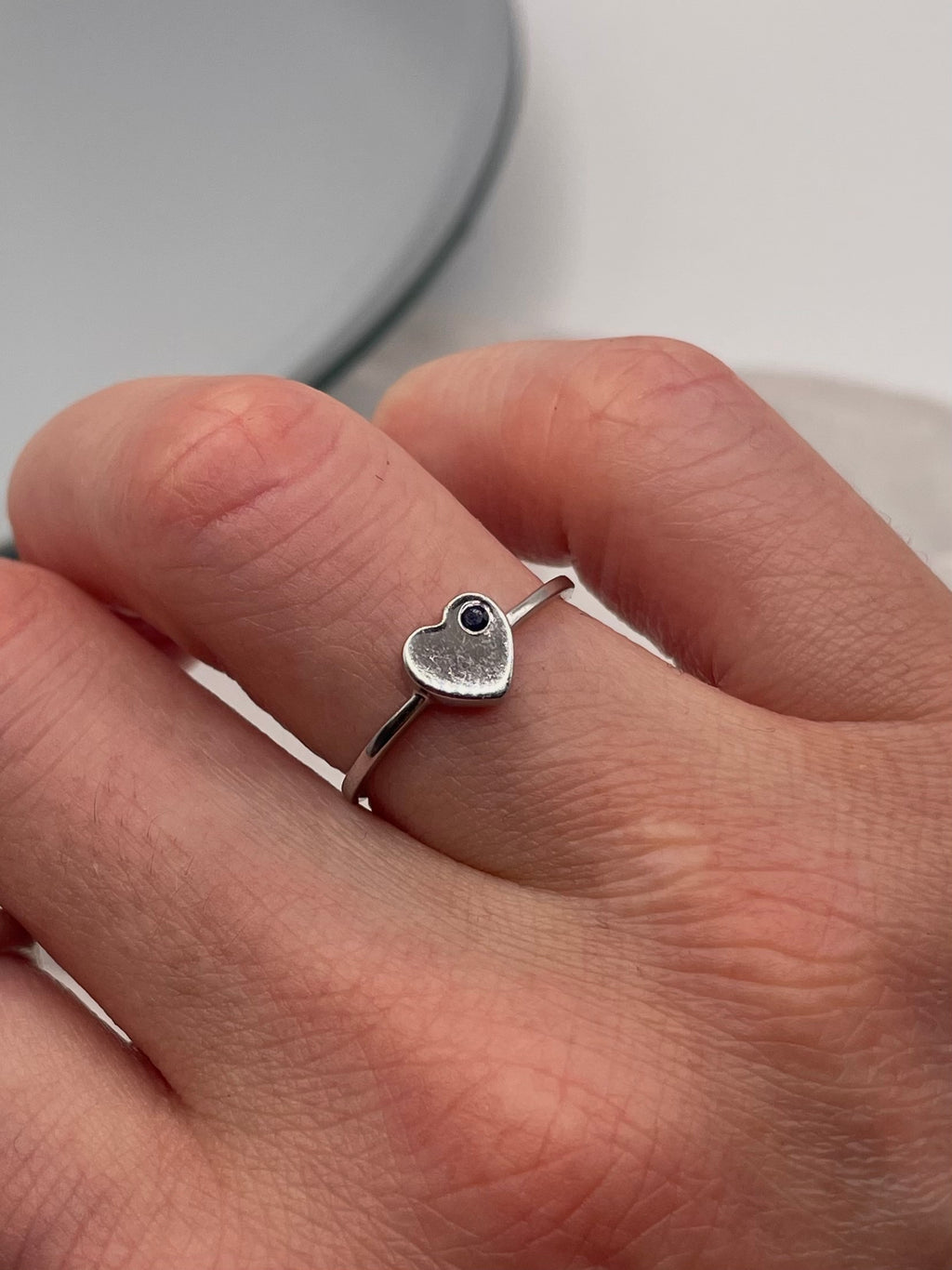 Sterling Silver Sapphire Minimalist Heart Ring