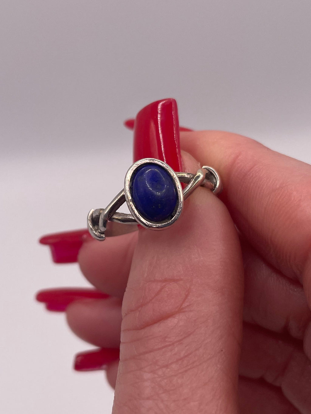Sterling Silver Lapis Lazuli Ring with Rope Detail