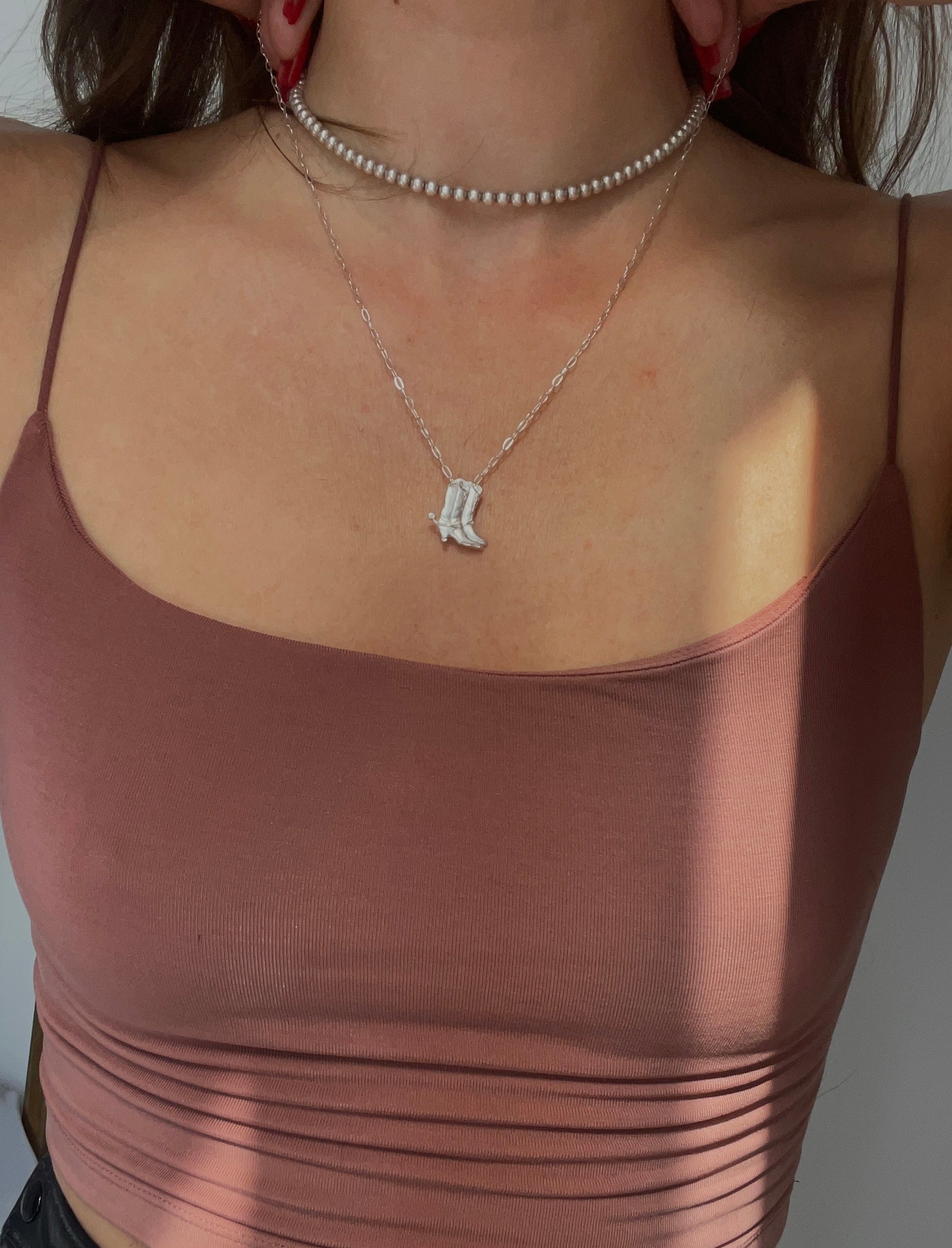 Sterling Silver Dainty Cowboy Boot Pendant Necklace