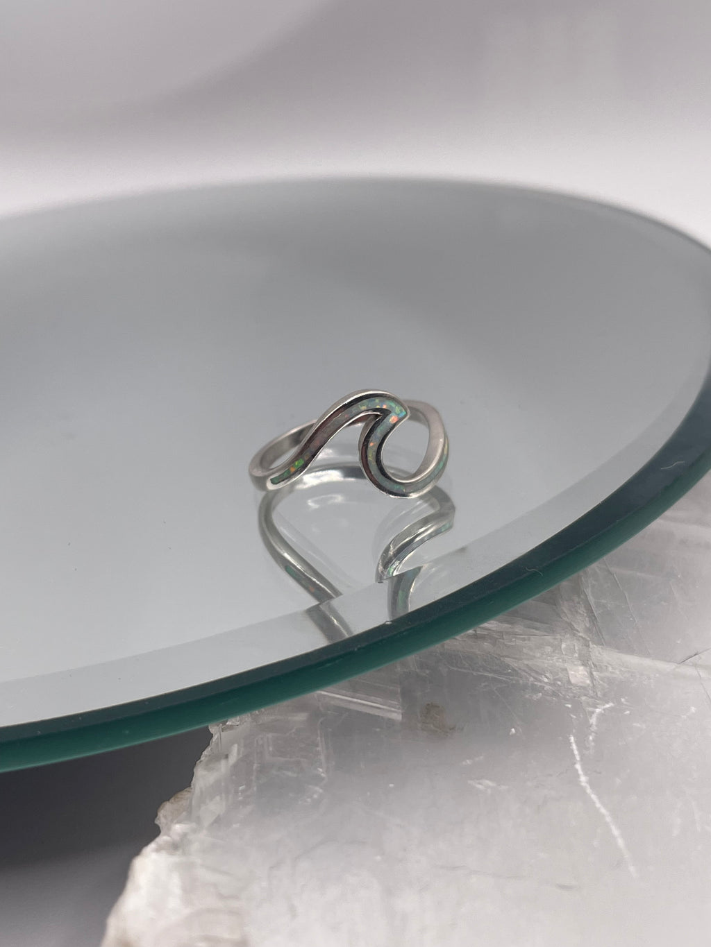 Sterling Silver Opalite Ocean Wave Ring