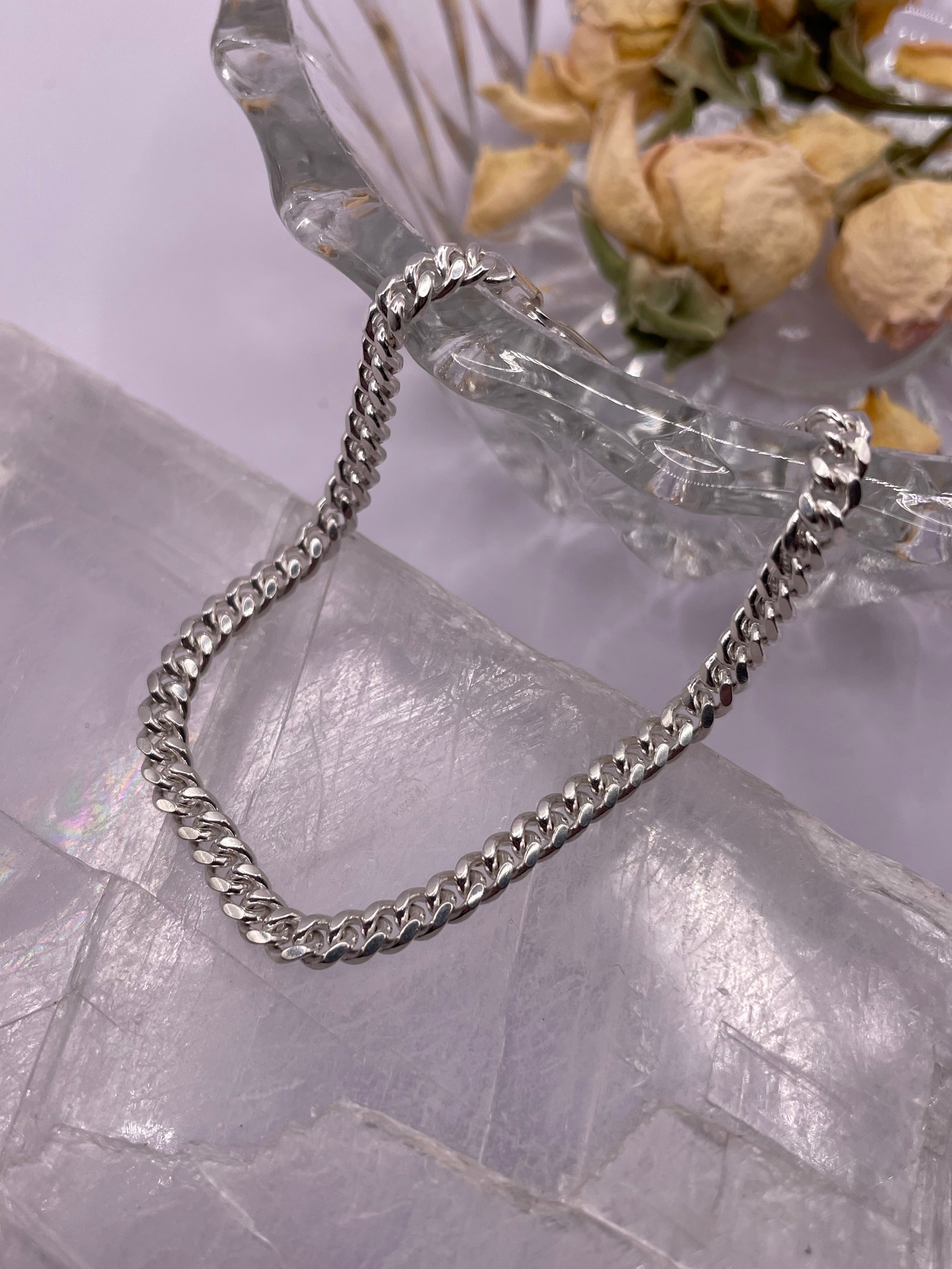 Classic Italian Silver Curb Chain Bracelet