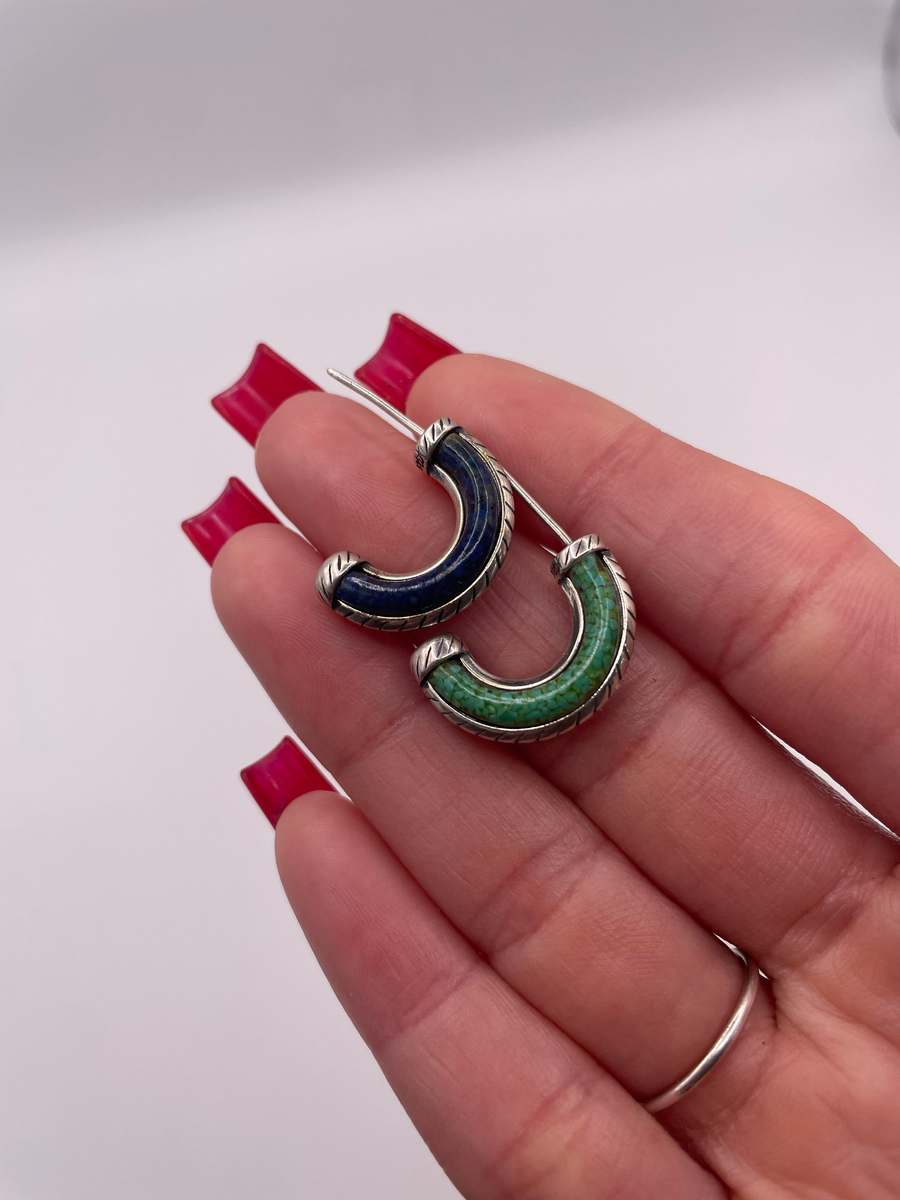 Navajo Lapis + Turquoise Inlay Earrings