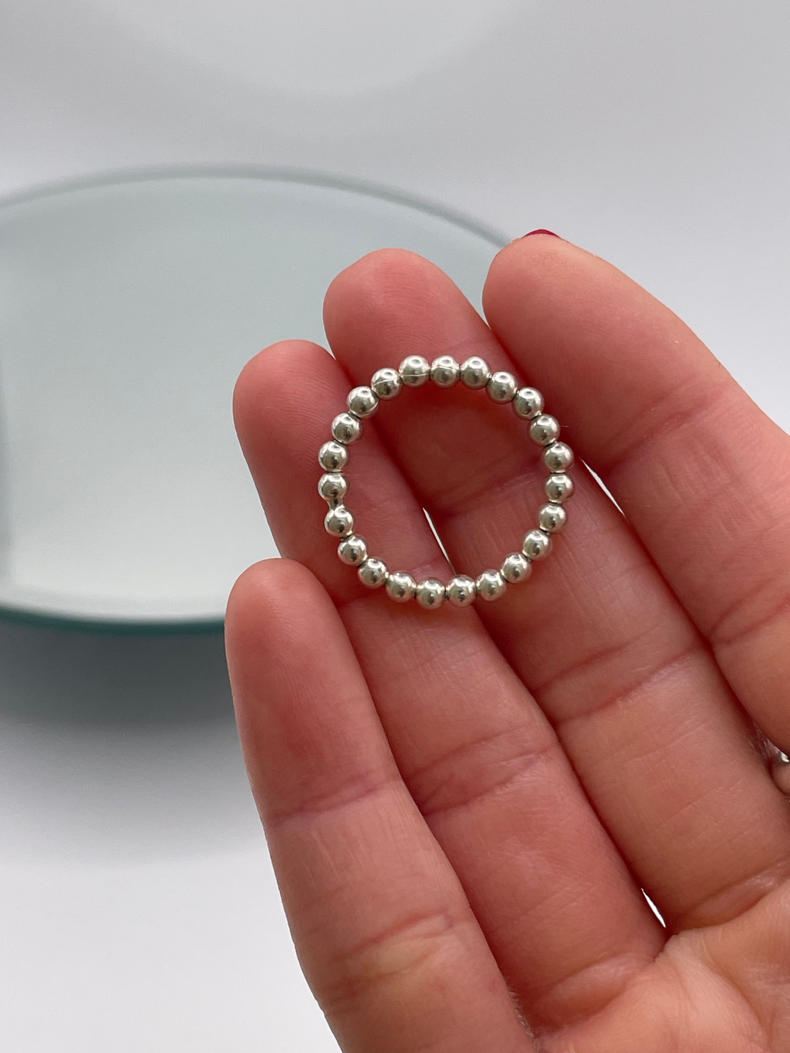 Silver Bead Stacking Ring