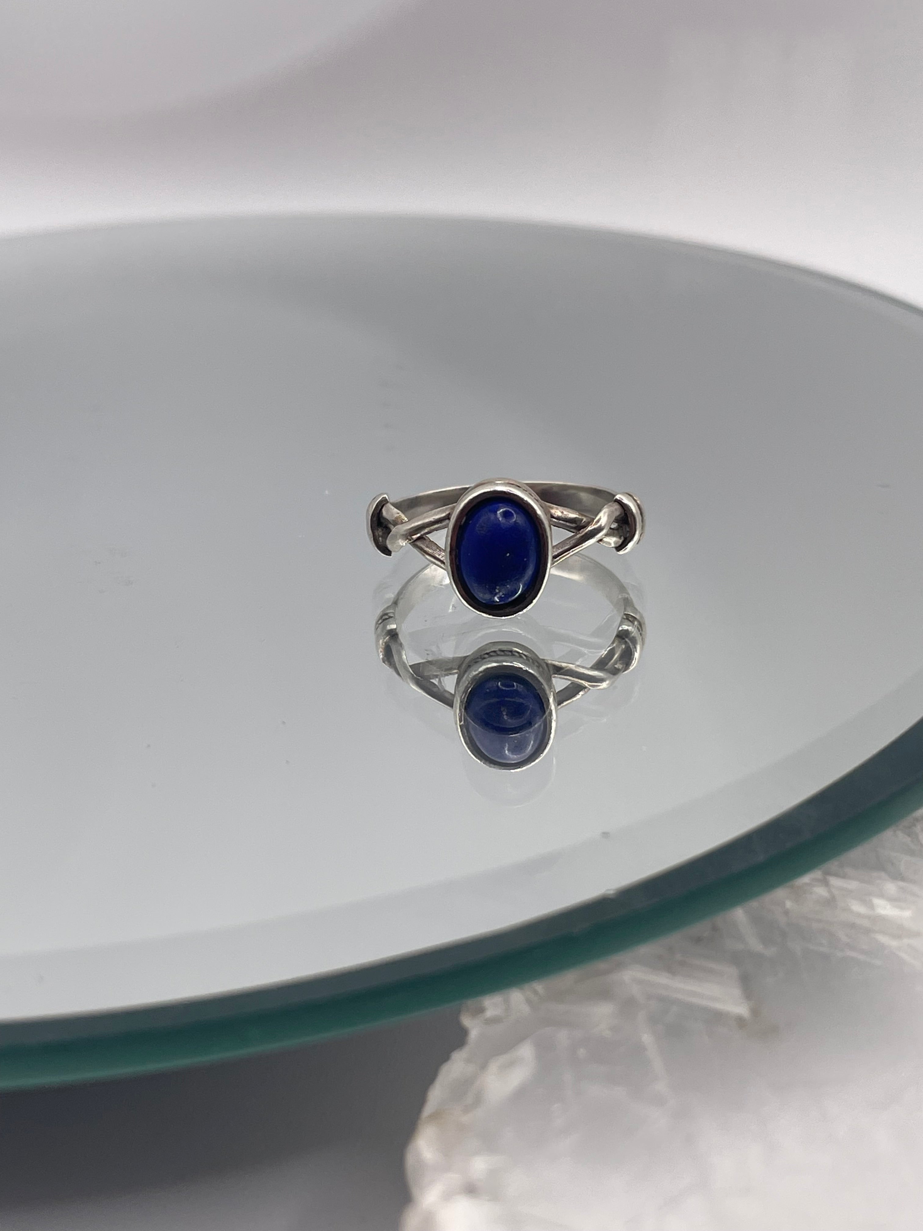 Sterling Silver Lapis Lazuli Ring with Rope Detail