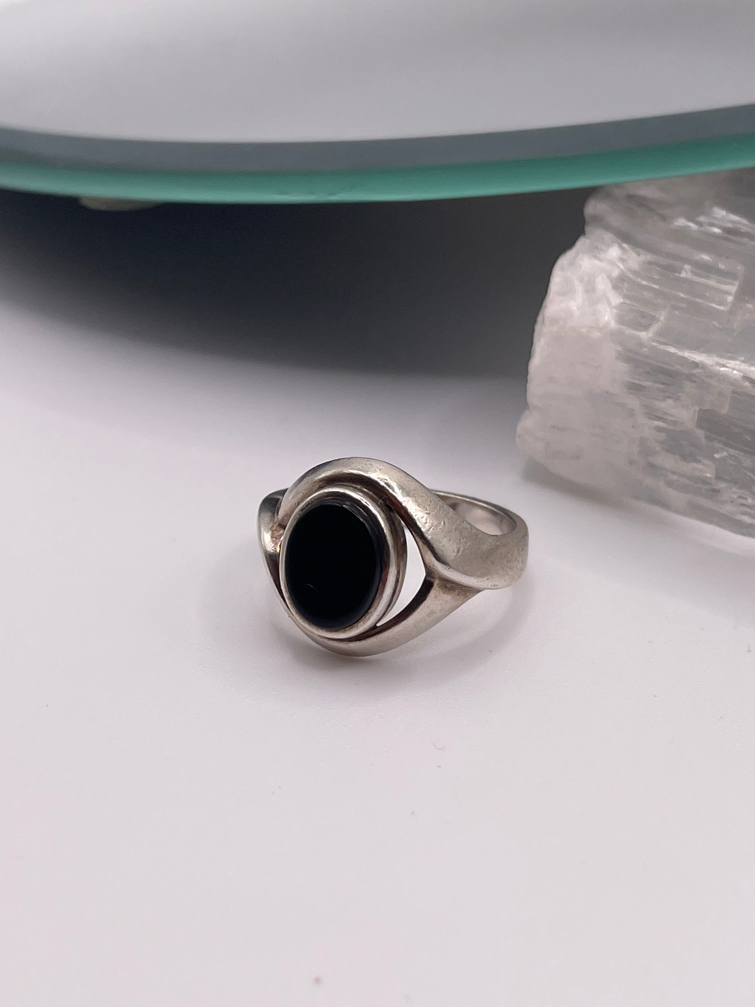 Sterling Silver Onyx Ring Oval Signet