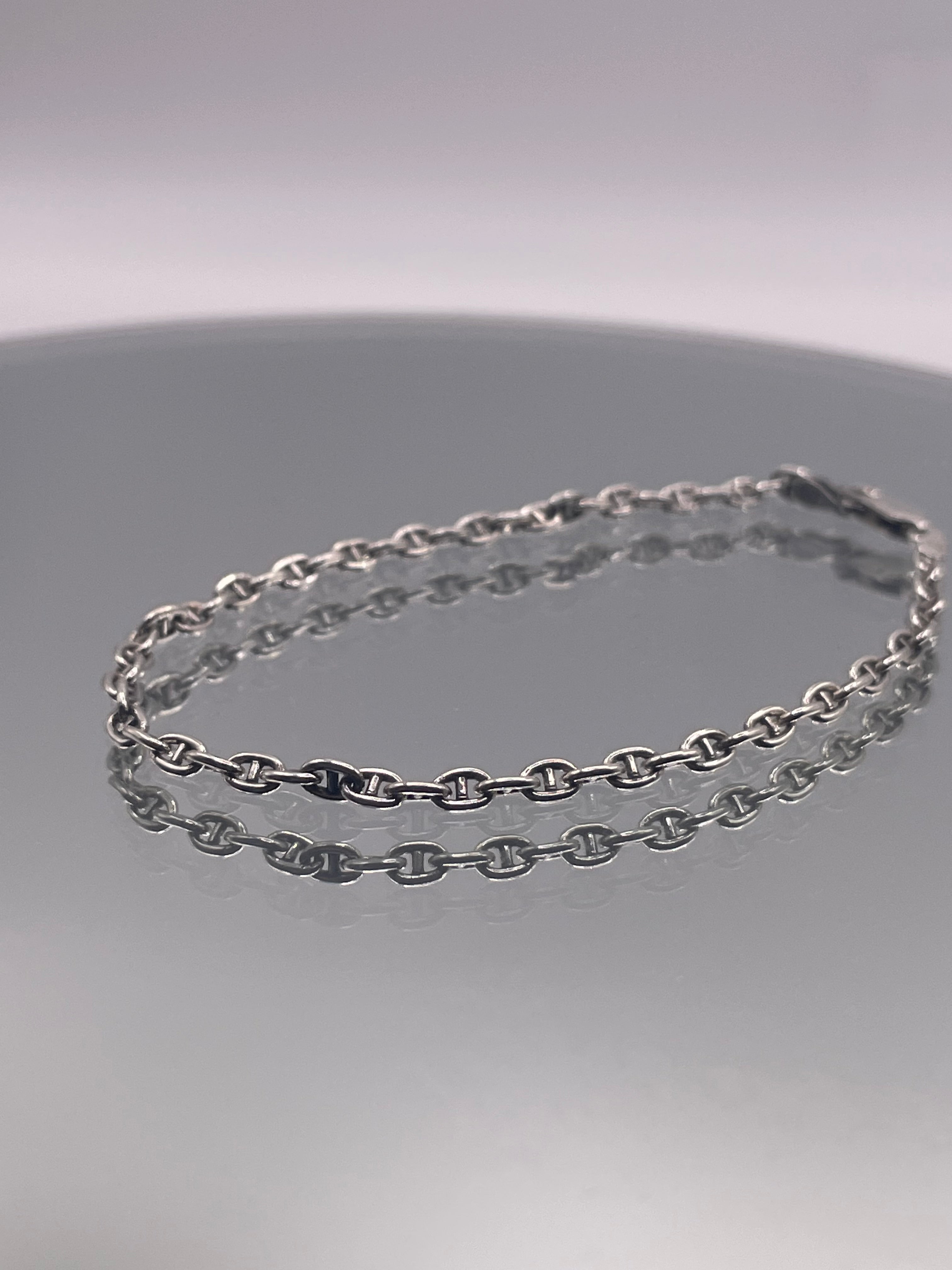 Italian Silver Vintage Open Link Chain Bracelet