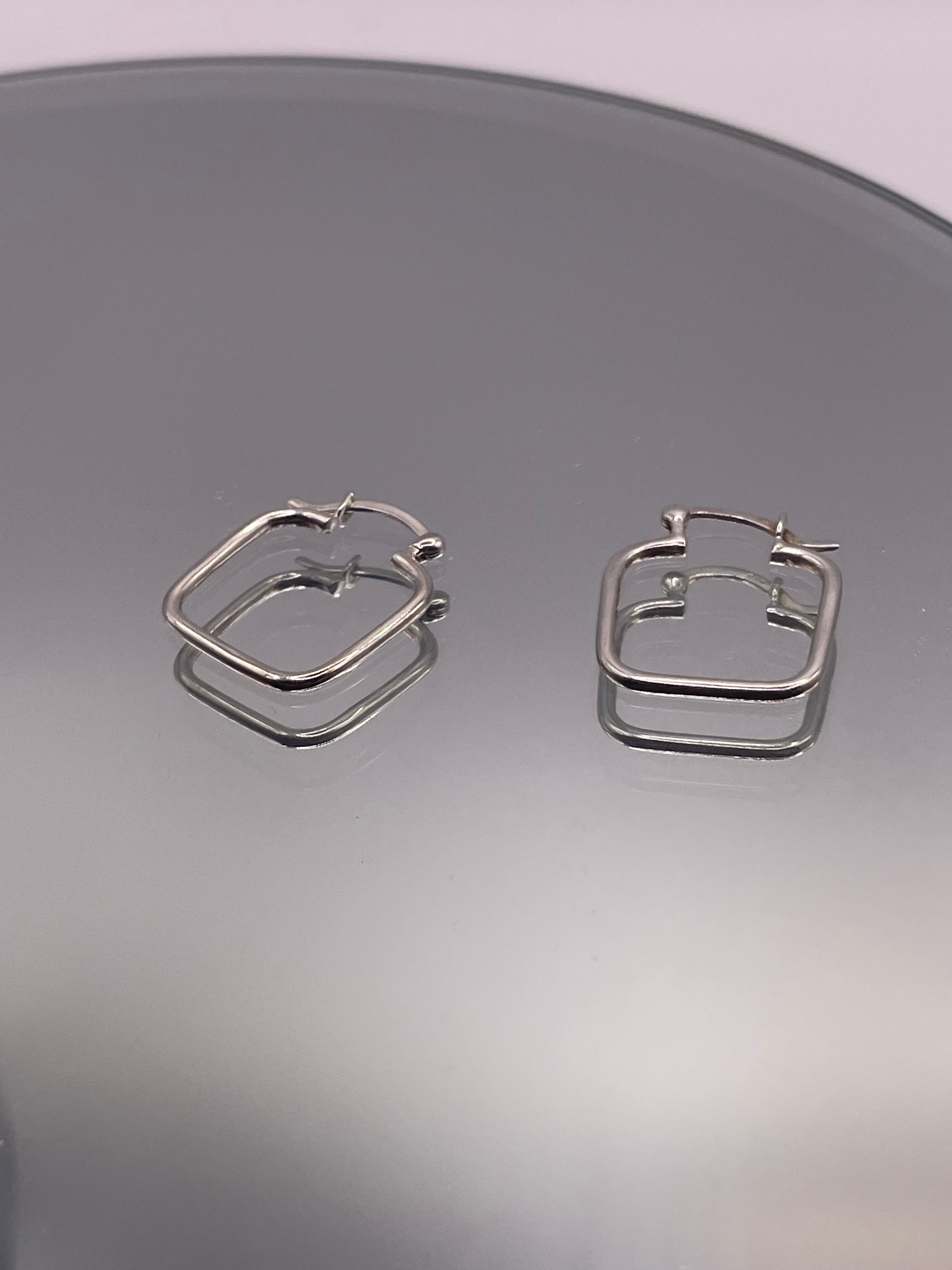 Sterling Silver Square Minimal Hoop Earrings